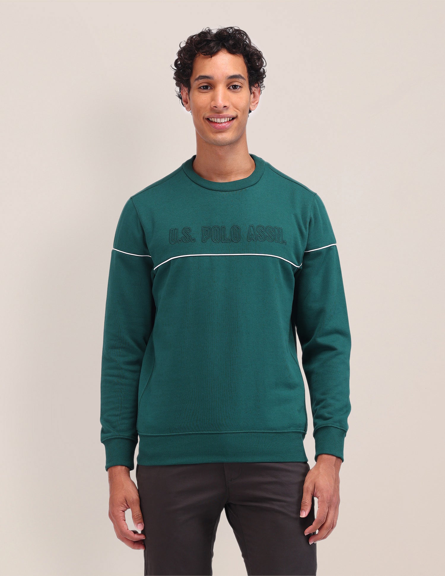 Brand Printed Regular Fit Sweatshirt Dark Green - U.S. Polo Assn. India | Large