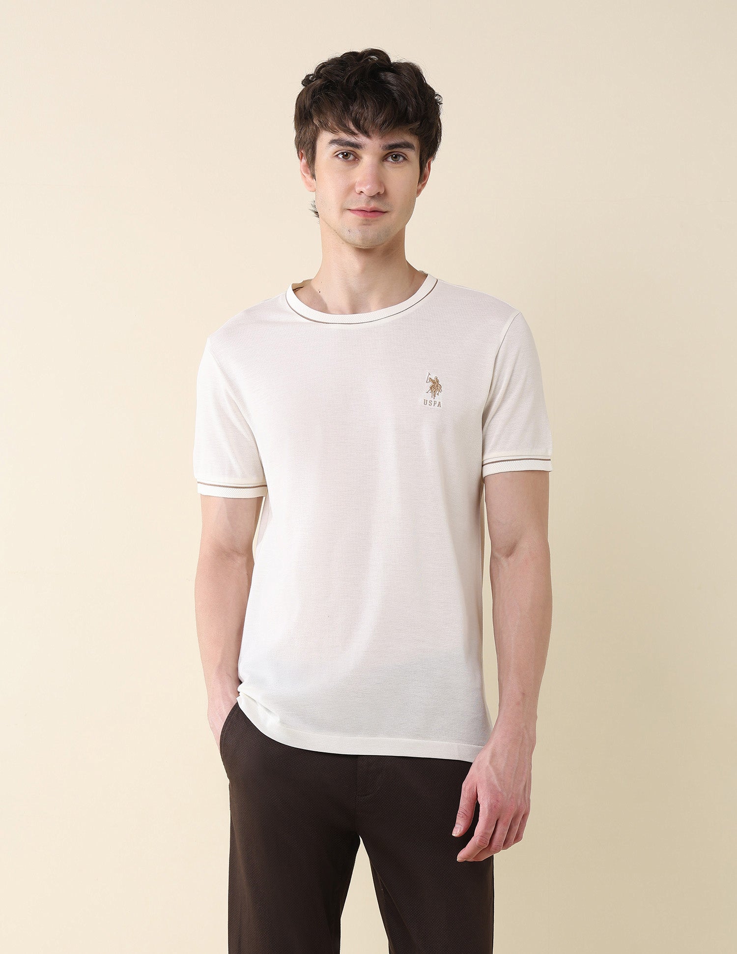 Solid Slim Fit Classic T-Shirt White - U.S. Polo Assn. India | Large