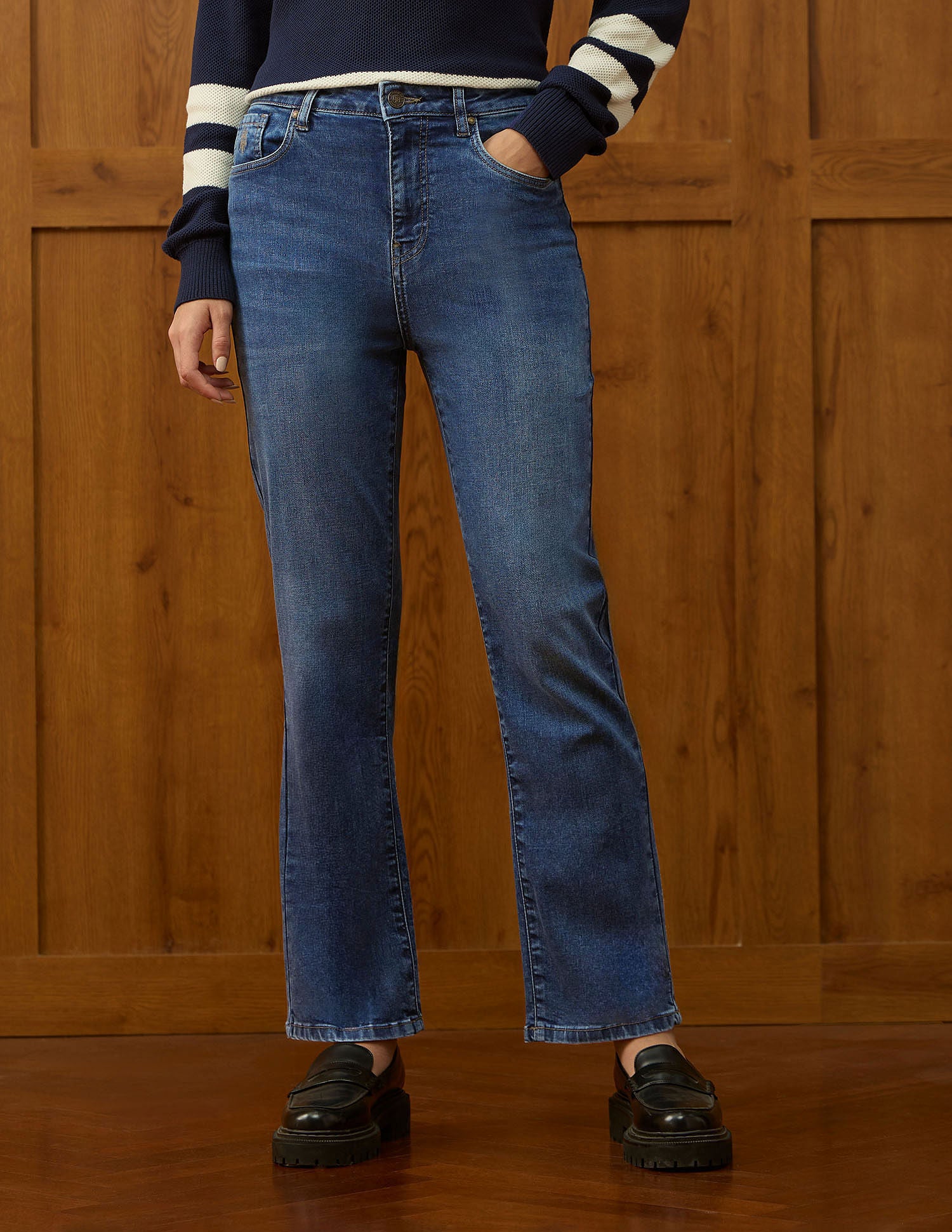 High Rise Straight Fit Jeans Dark Blue - U.S. POLO ASSN. | Large