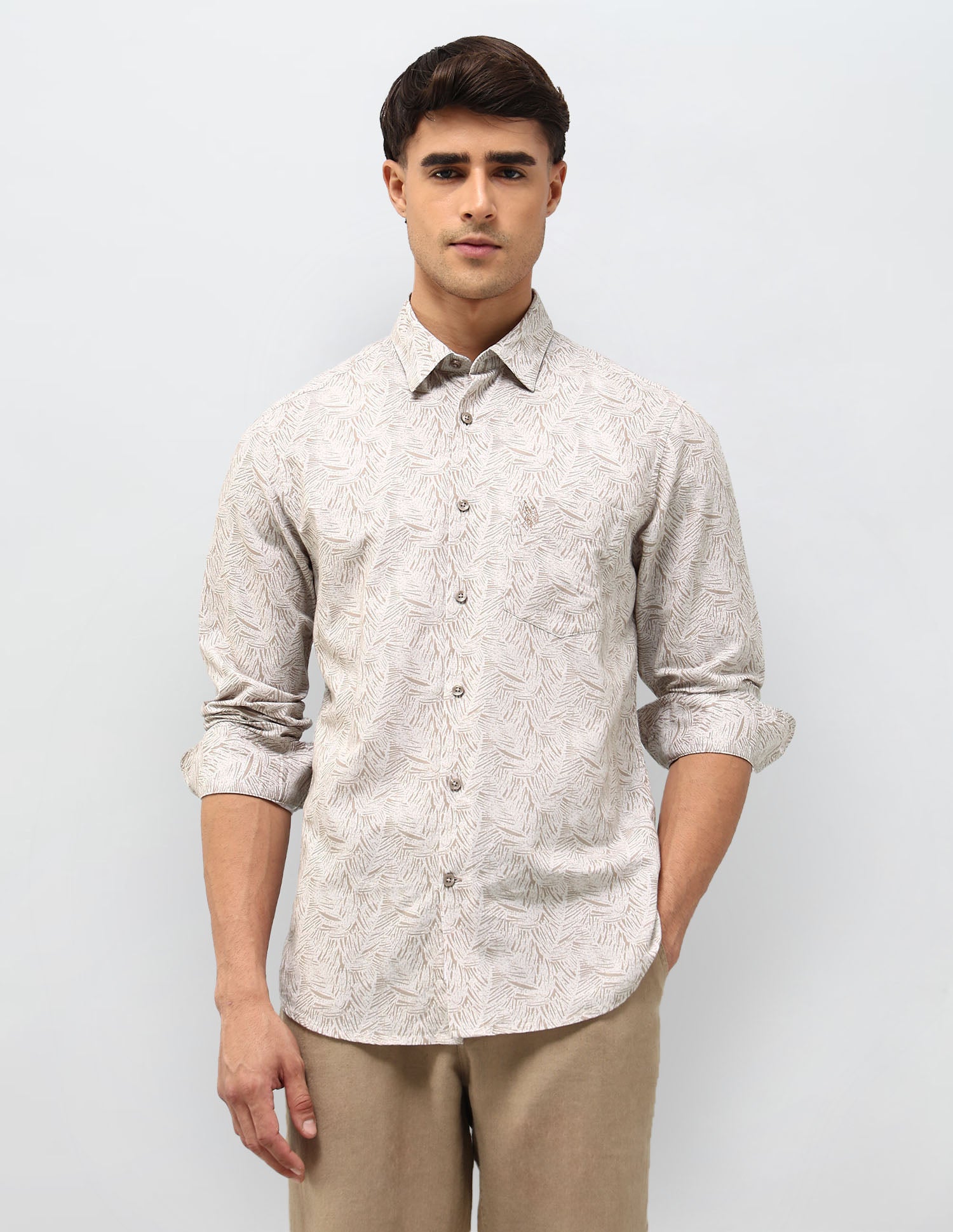 Tropical Printed Tailored Fit shirt Khaki - U.S. POLO ASSN. | Large