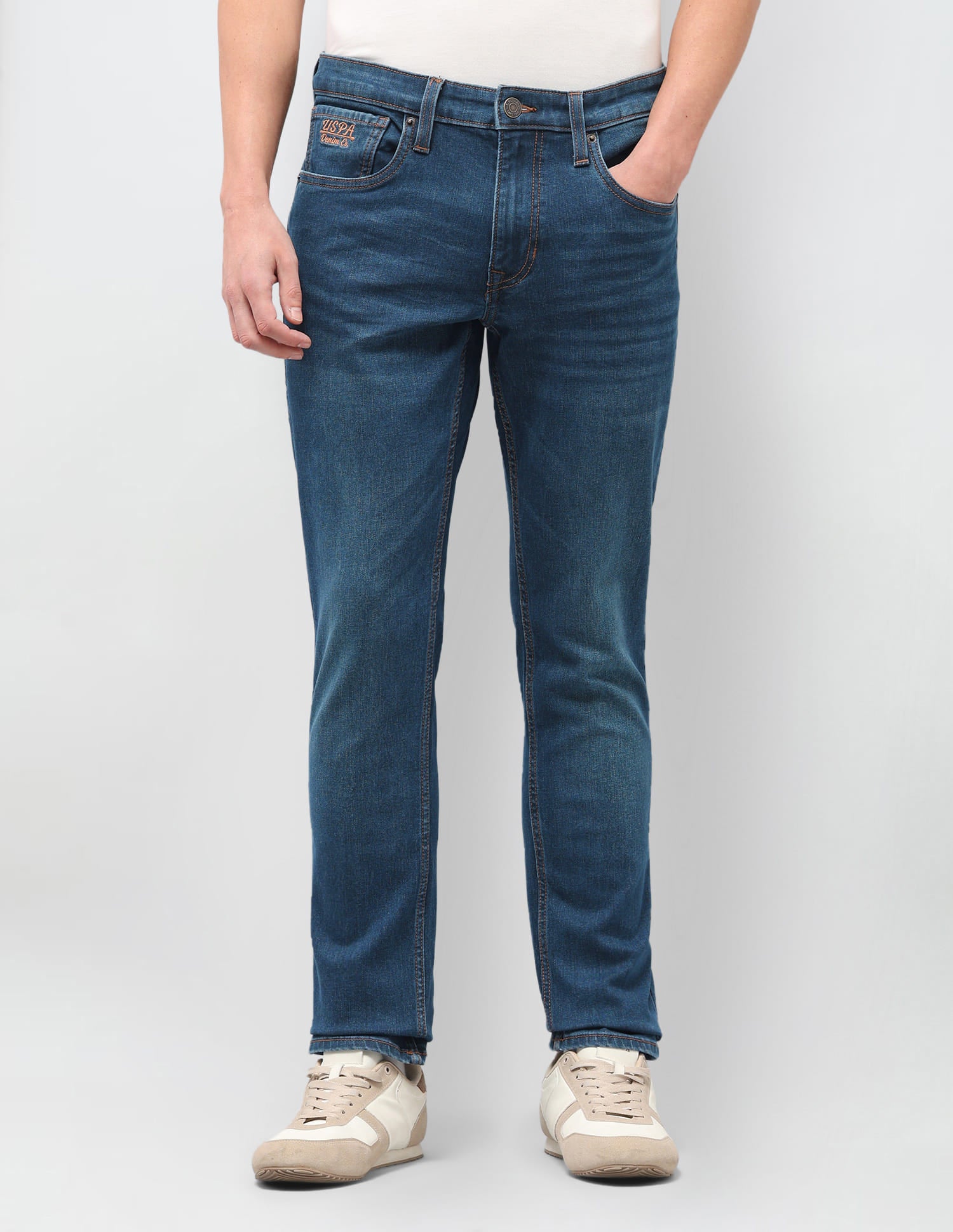 Solid Slim Fit Jeans Blue - U.S. Polo Assn. India | Large