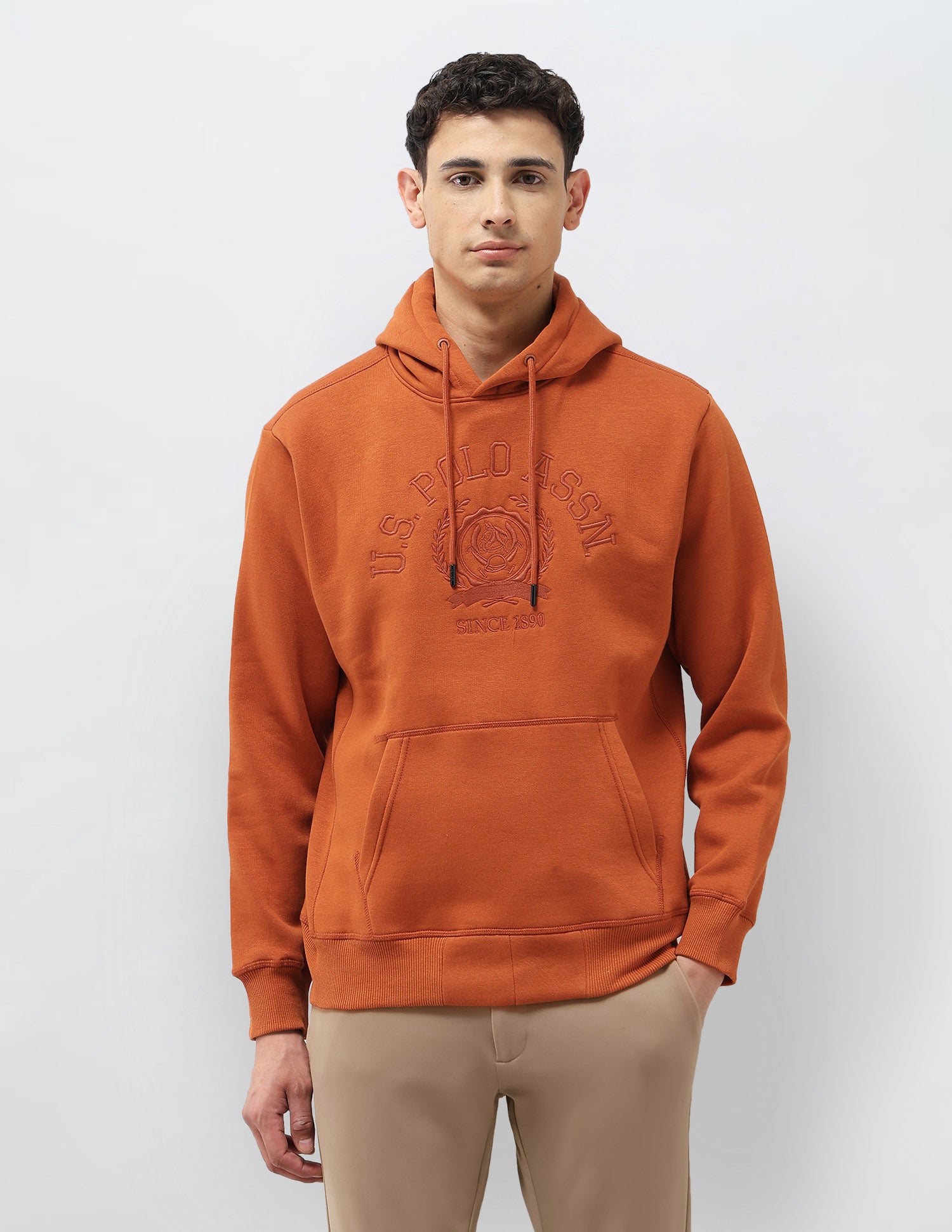 Brand Embroidered Hooded Sweatshirt Rust - U.S. POLO ASSN. | Large