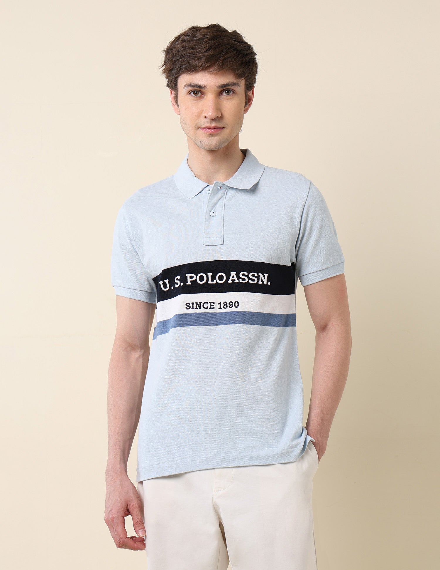 Brand Embroidered Classic Polo Shirt Light Blue - U.S. POLO ASSN. | Large