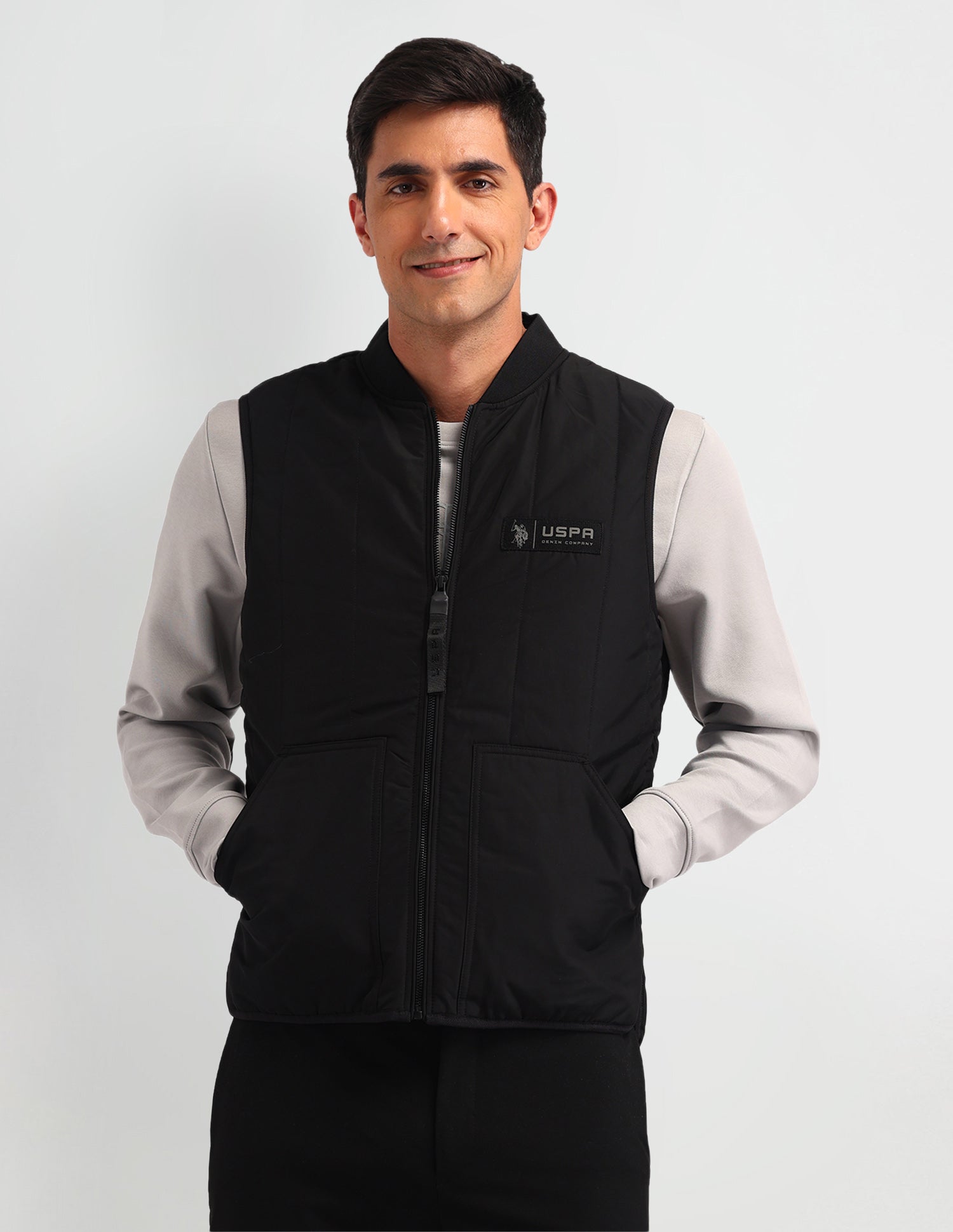 Colour blocked Regular Fit Jacket Black - U.S. POLO ASSN. | Large