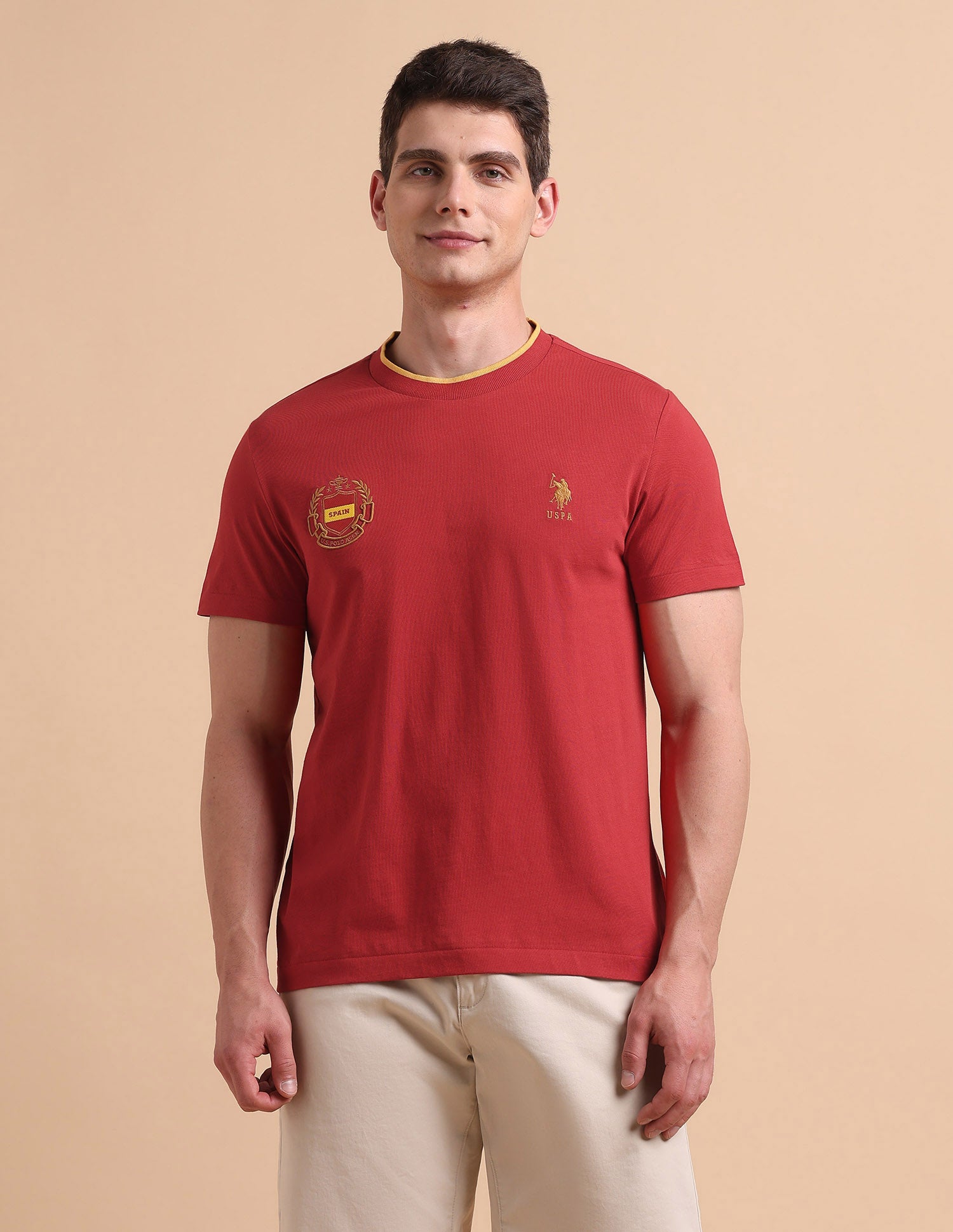 Solid Pure Cotton T-Shirt Maroon - U.S. POLO ASSN. | Large