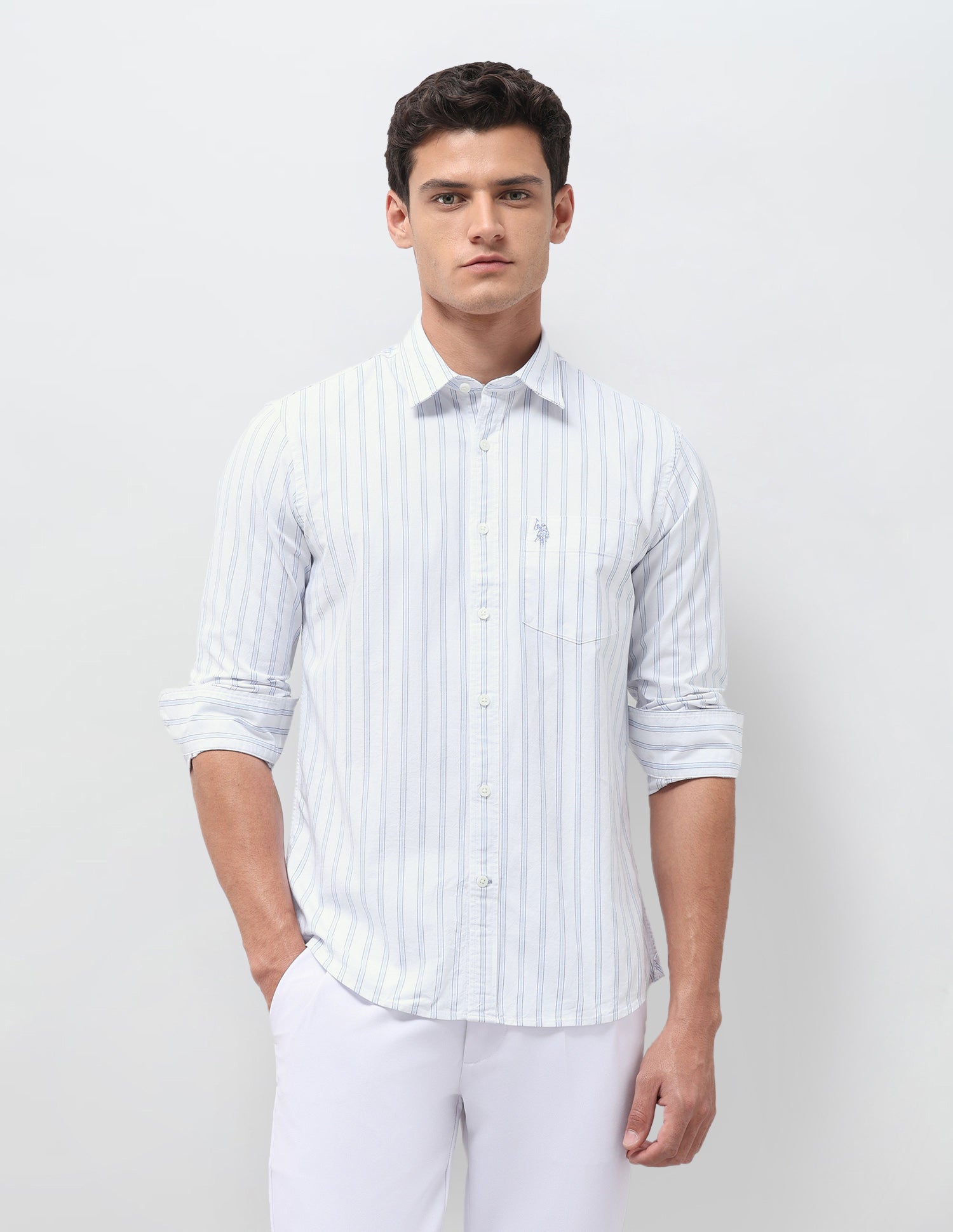 Vertical Striped Oxford Shirt Blue - U.S. Polo Assn. India | Large
