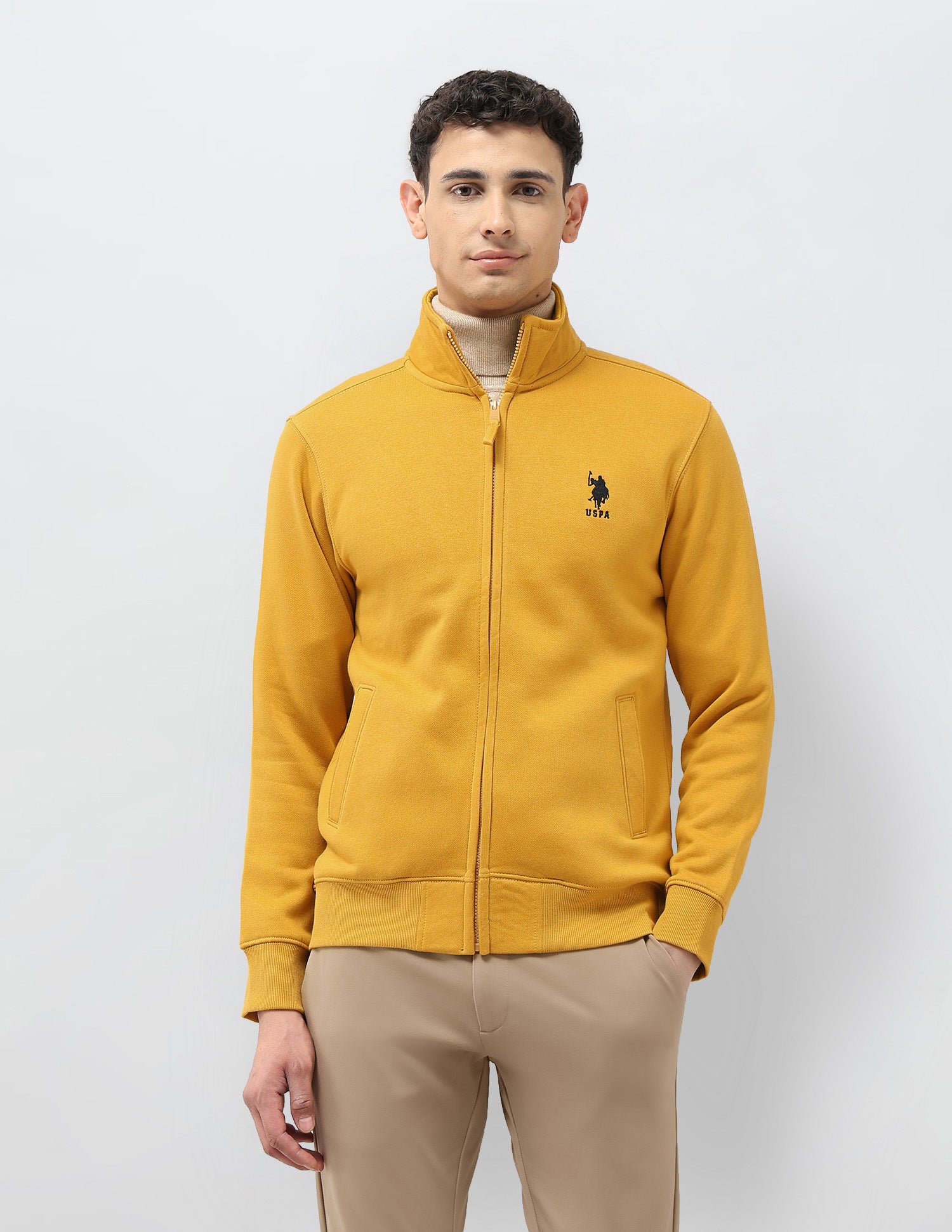 Solid Regular Fit Sweatshirt Mustard - U.S. POLO ASSN. | Large