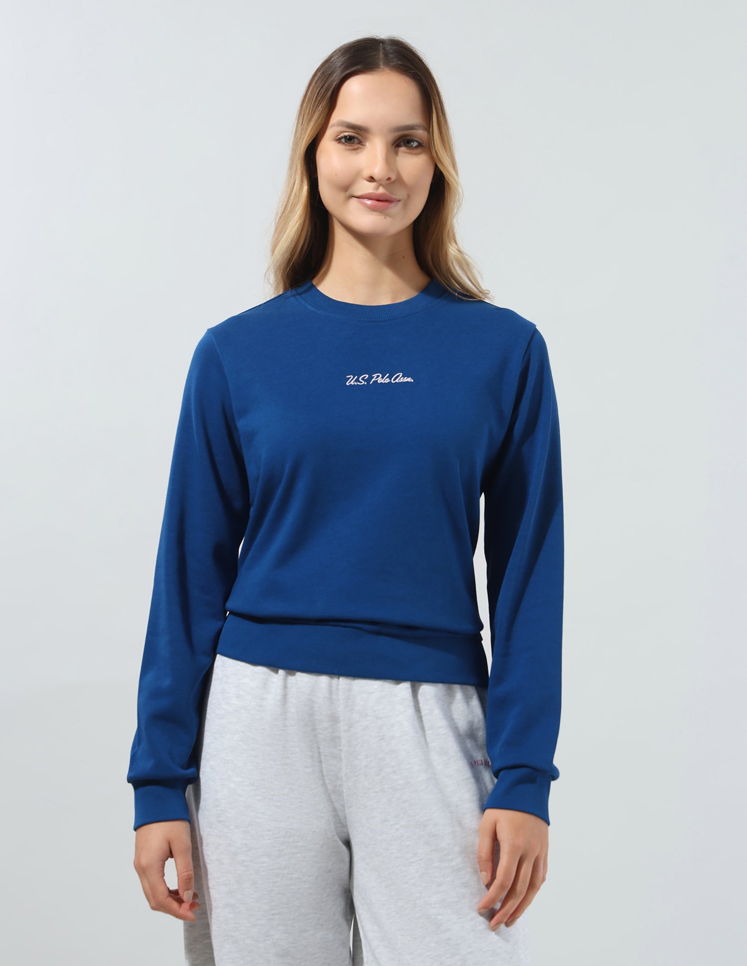 Solid Relaxed Fit Sweatshirt Blue - U.S. Polo Assn. India | Large