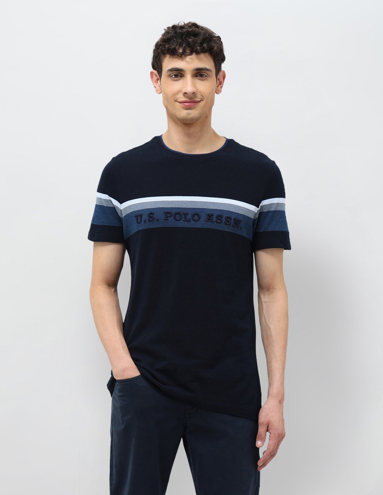 Horizontal Striped Slim Fit T-shirt Navy - U.S. POLO ASSN. | Large