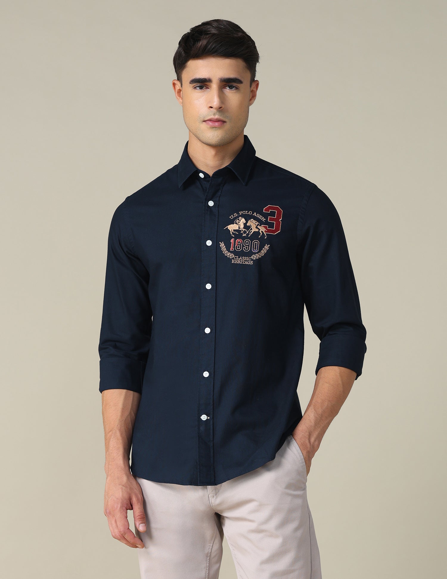 Oxford Tailored Fit Shirt Navy - U.S. POLO ASSN. | Large