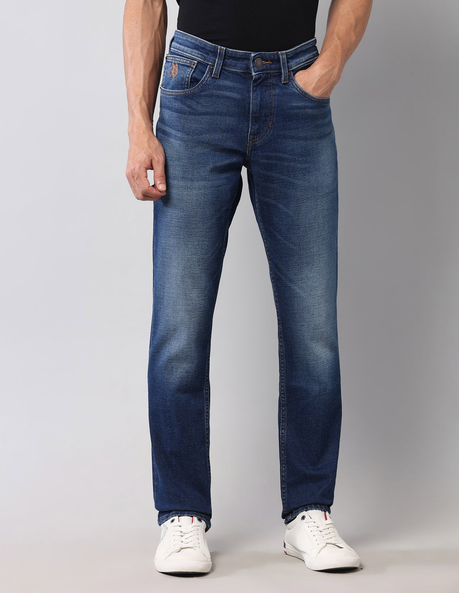 Brandon Slim Tapered Fit Blue Vintage Jeans Mid Wash - U.S. Polo Assn. India | Large