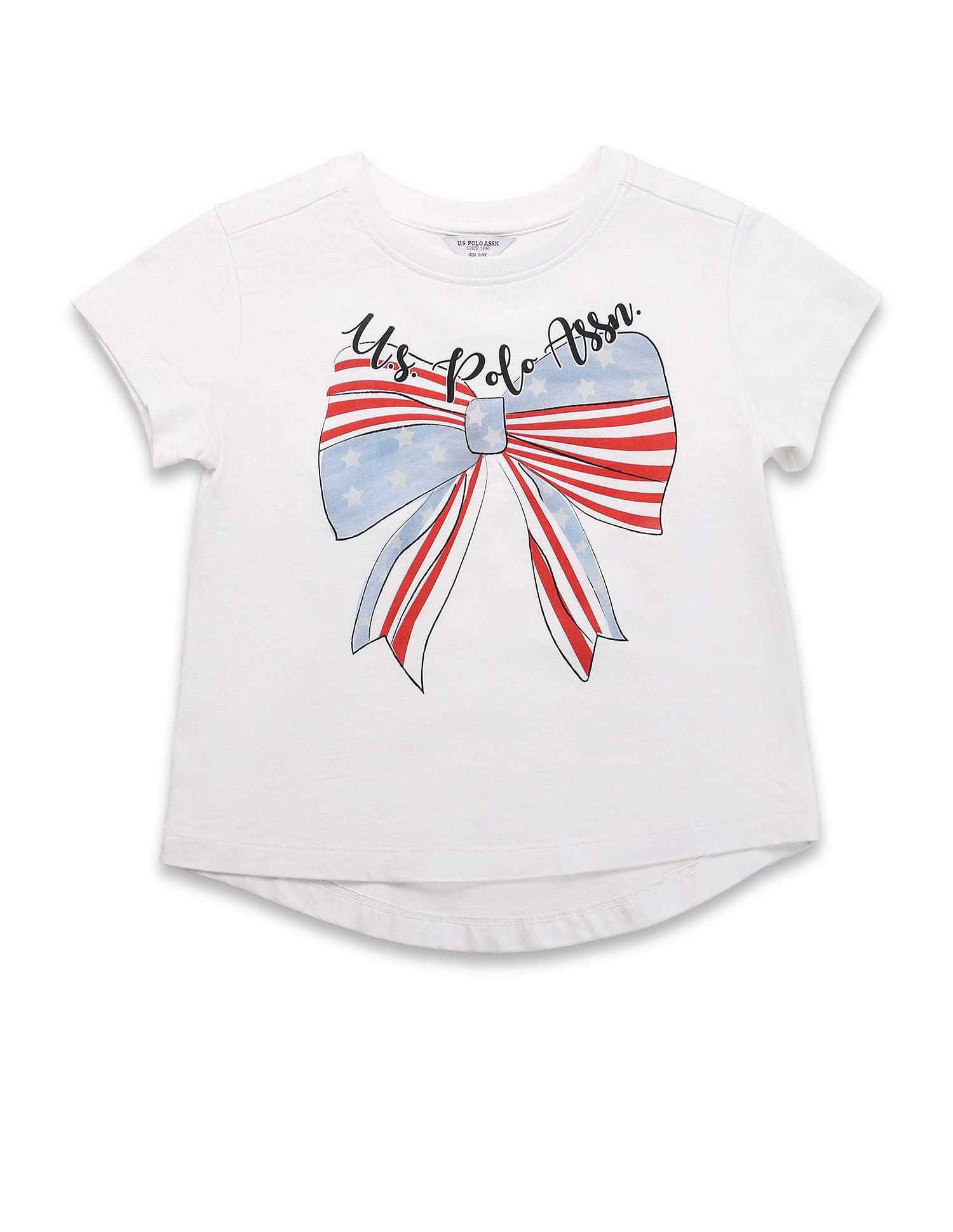 Girls Bow Print Relaxed Fit T-Shirt White - U.S. POLO ASSN. | Large