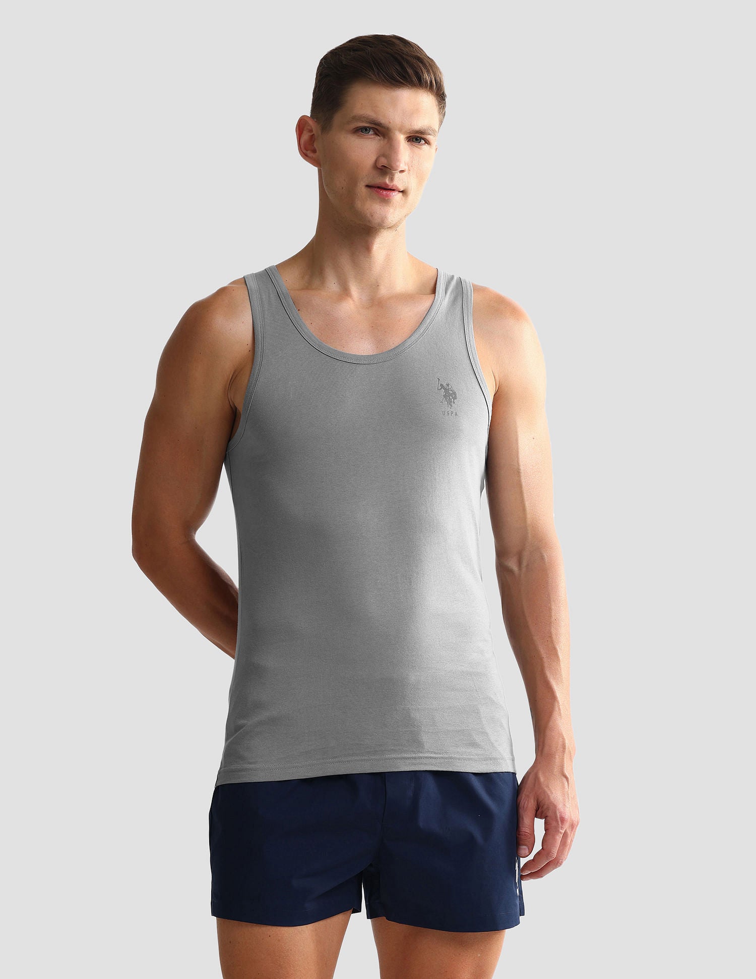 Solid Cotton OEV05 Vest - Pack Of 2 Grey Grey - U.S. POLO ASSN. | Large