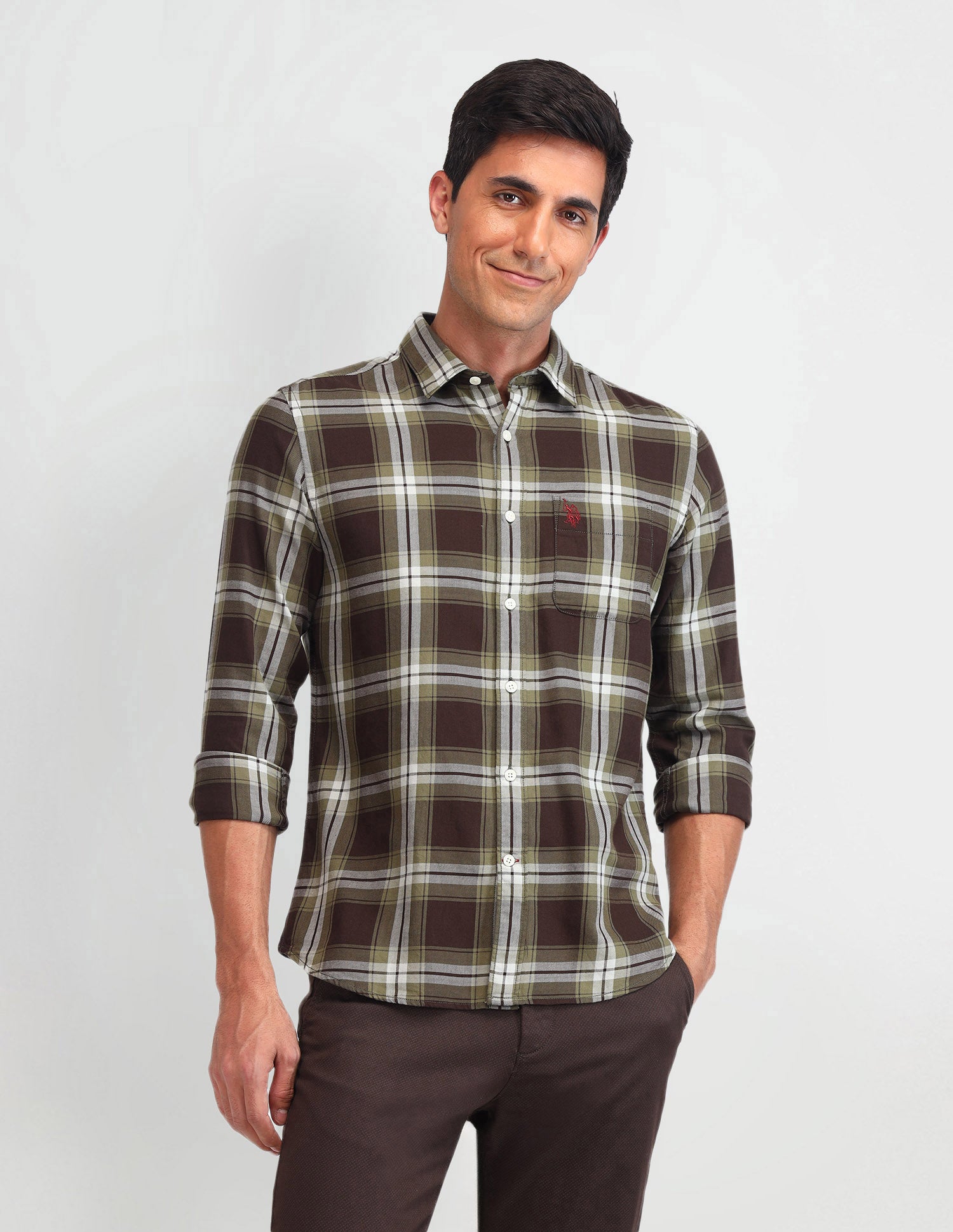 Dupplin Checked Twill Shirt Green - U.S. Polo Assn. India | Large