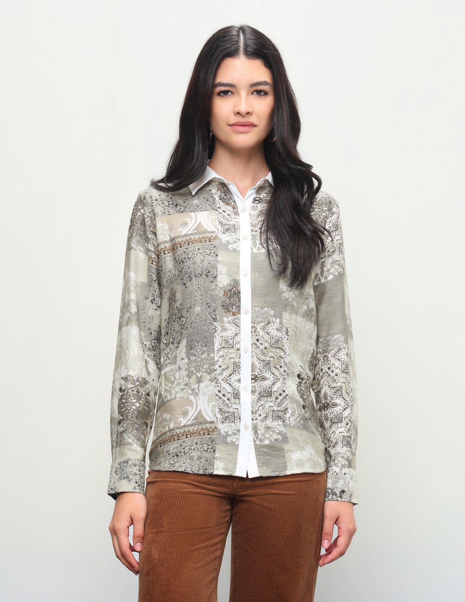 All-Over Printed Regular Fit Shirt Beige - U.S. Polo Assn. India | Large