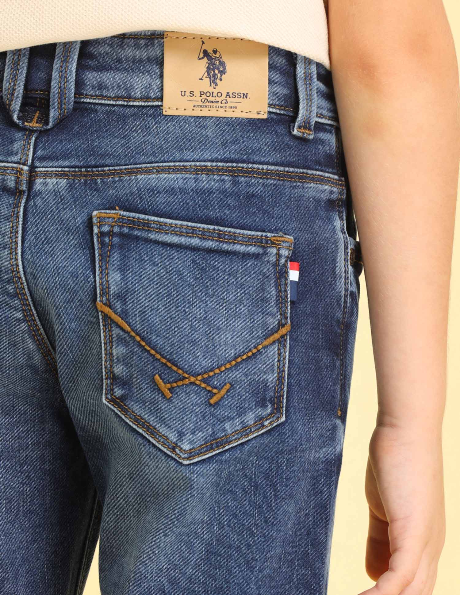 UKJEN582 DK. BLUE Boys Jeans Rag Wash - U.S. POLO ASSN. | Large