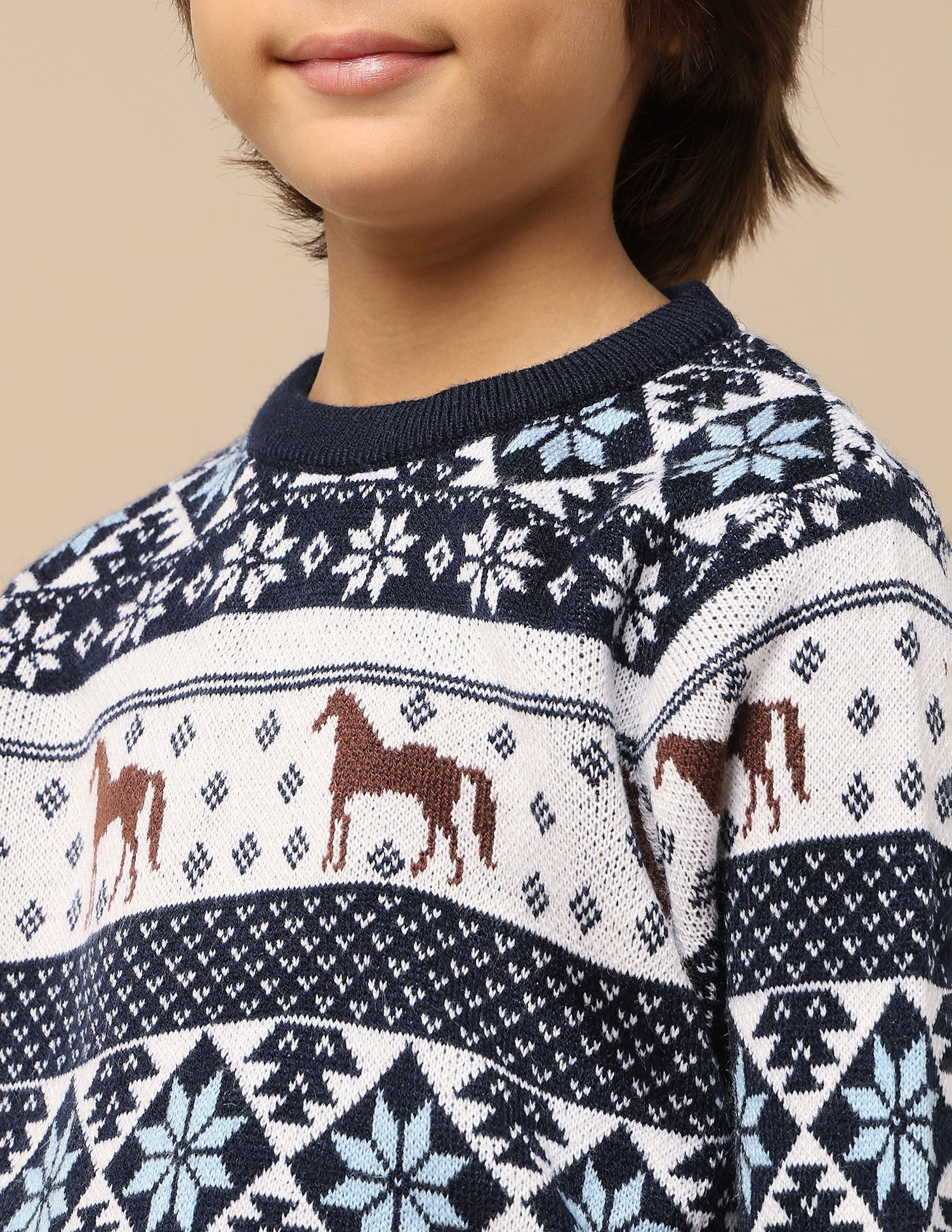 Boys All Over Printed Regular Fit Sweater Navy - U.S. POLO ASSN. | Large