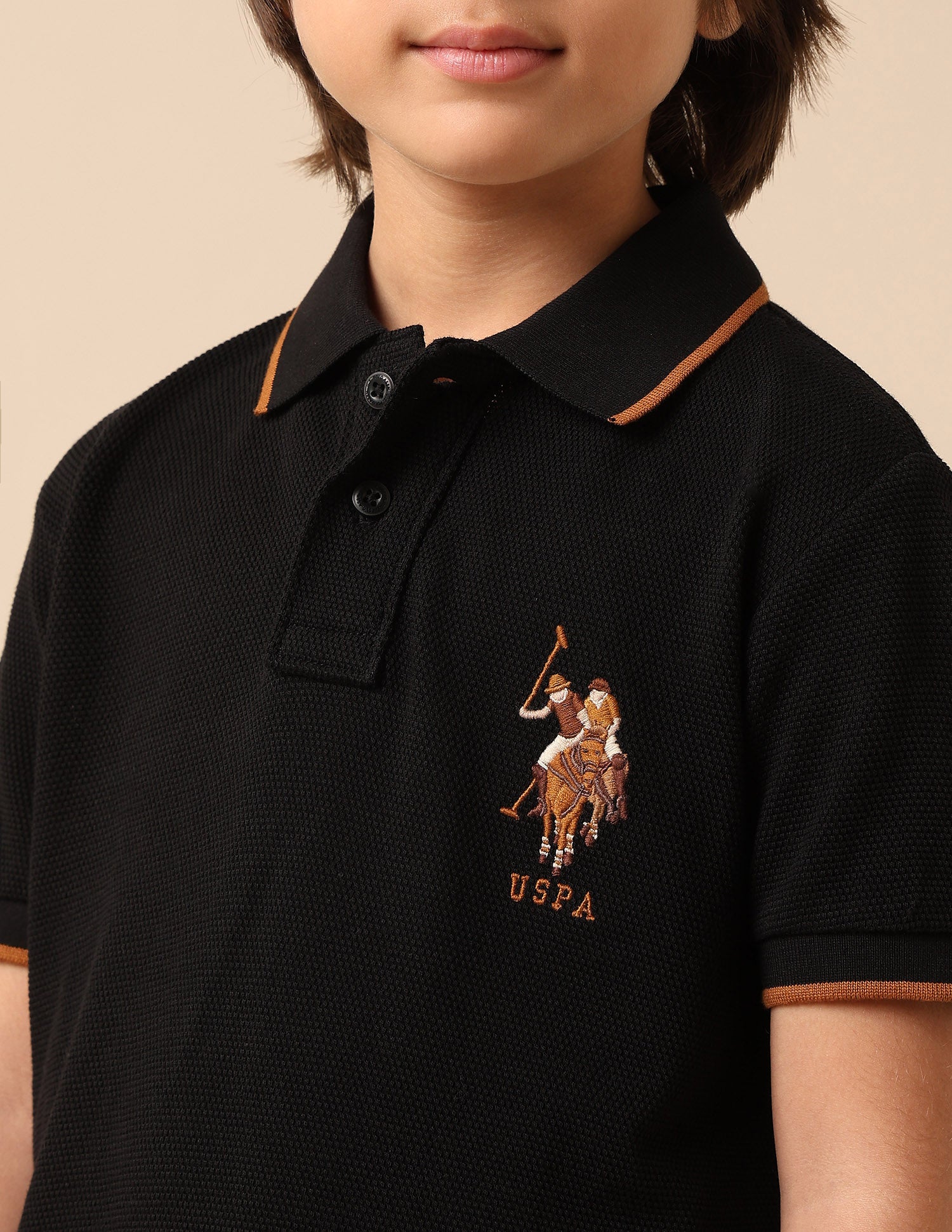 Boys Graphic Brand Printed Polo Shirt Black - U.S. POLO ASSN. | Large