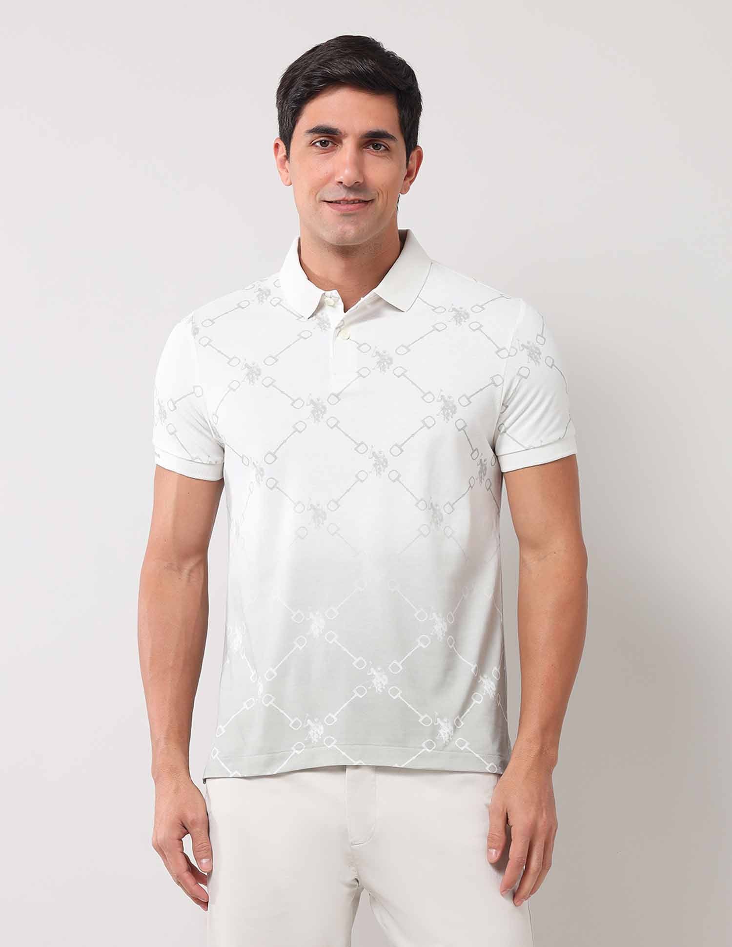 Brand Printed Muscle Fit Polo Shirt Grey - U.S. Polo Assn. India | Large