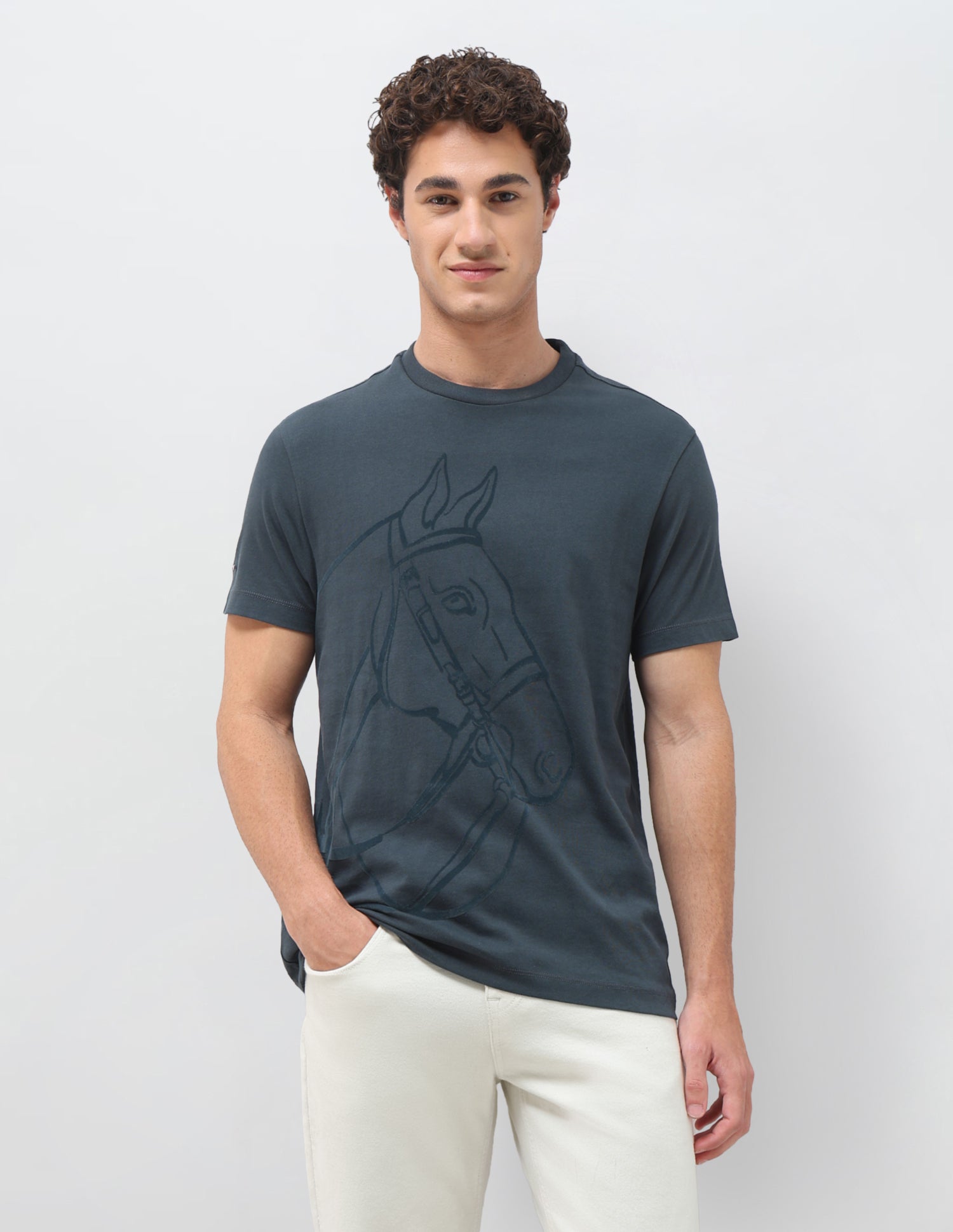 Graphic Printed Slim Fit T-Shirt Teal - U.S. Polo Assn. India | Large