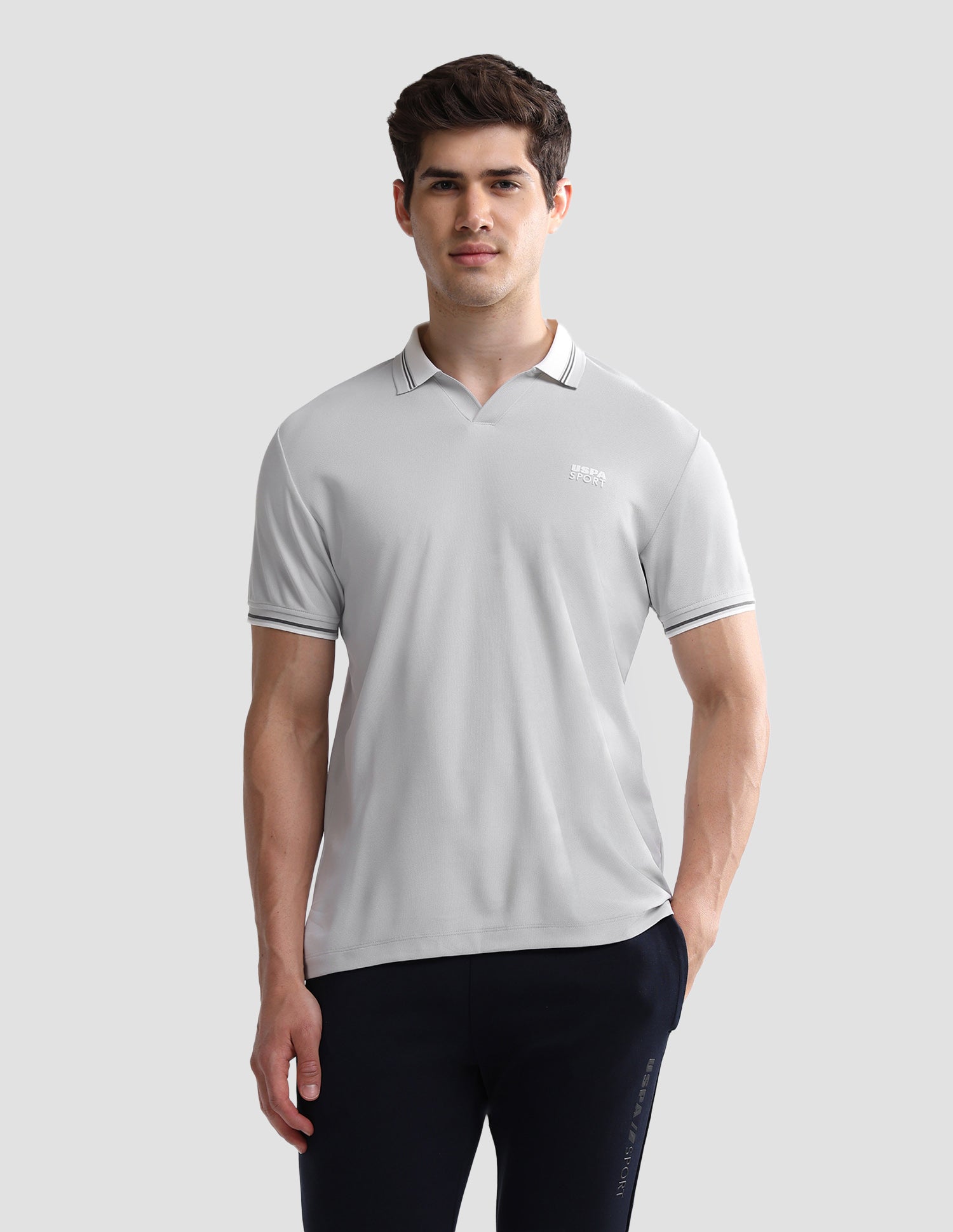 Solid Slim Fit Active Polo Shirt Grey - U.S. Polo Assn. India | Large