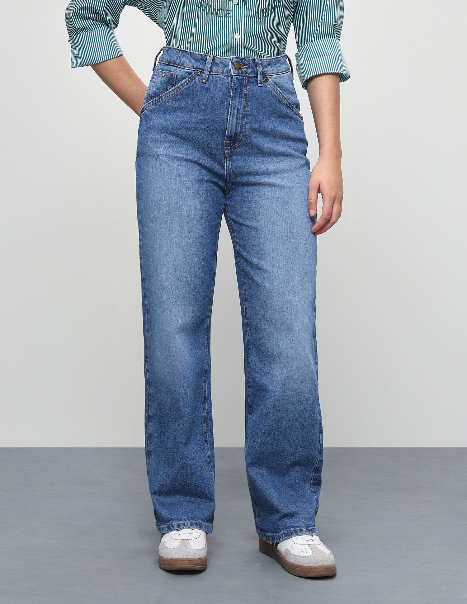 High Rise Straight Fit Jeans Dark Blue - U.S. Polo Assn. India | Large