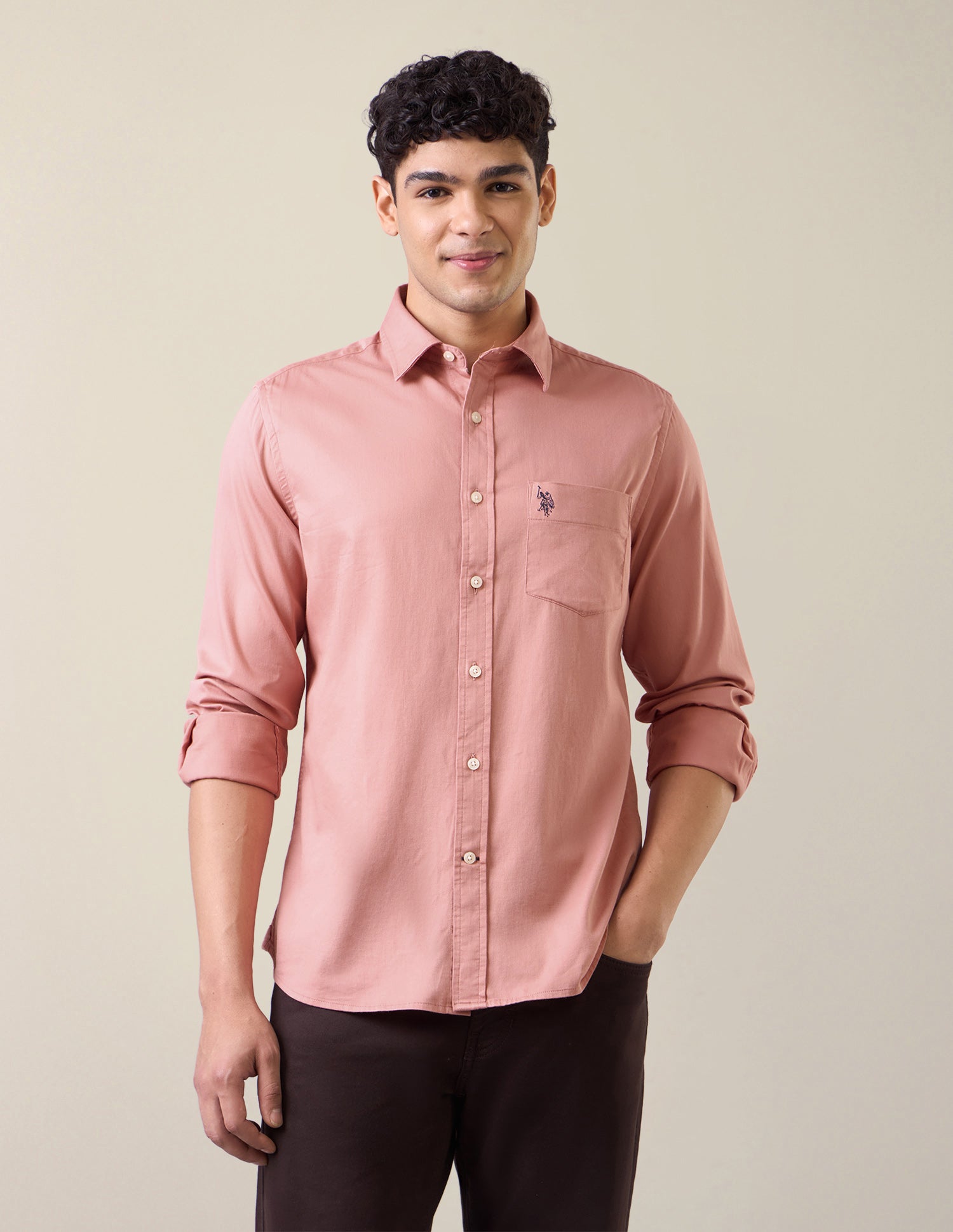 Solid Tailored Fit Shirt Pink - U.S. Polo Assn. India | Large