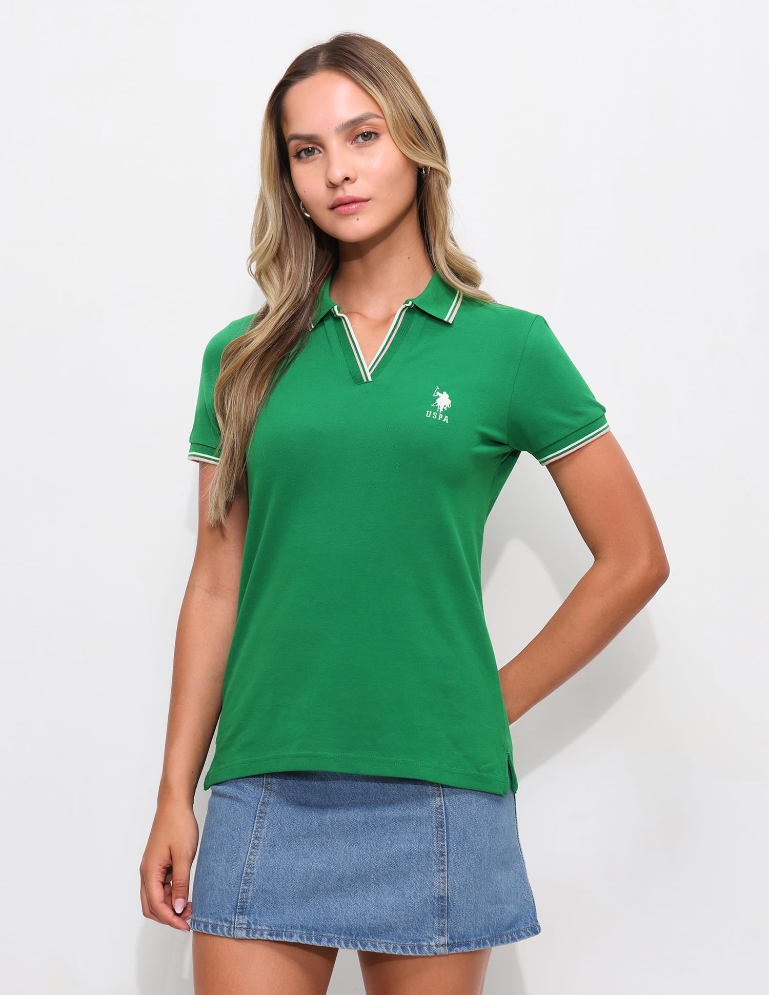 Tipped Collar Regular Fit Polo Shirt Green - U.S. Polo Assn. India | Large