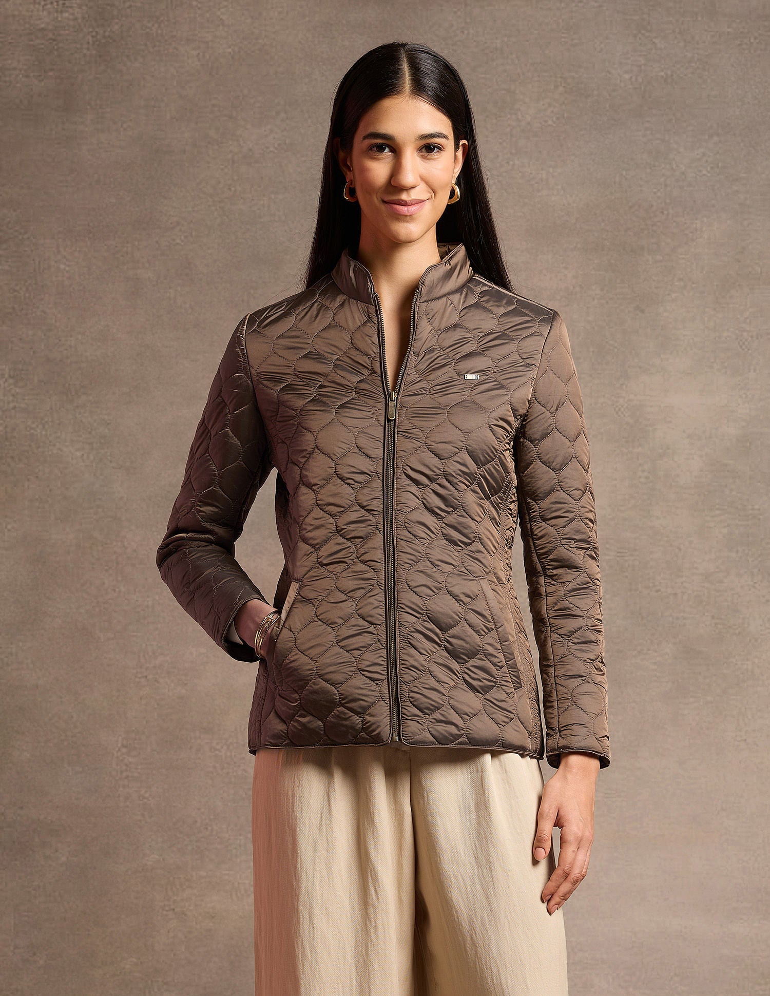 Hooded Solid Quilted Jacket Copper - U.S. Polo Assn. India | Large