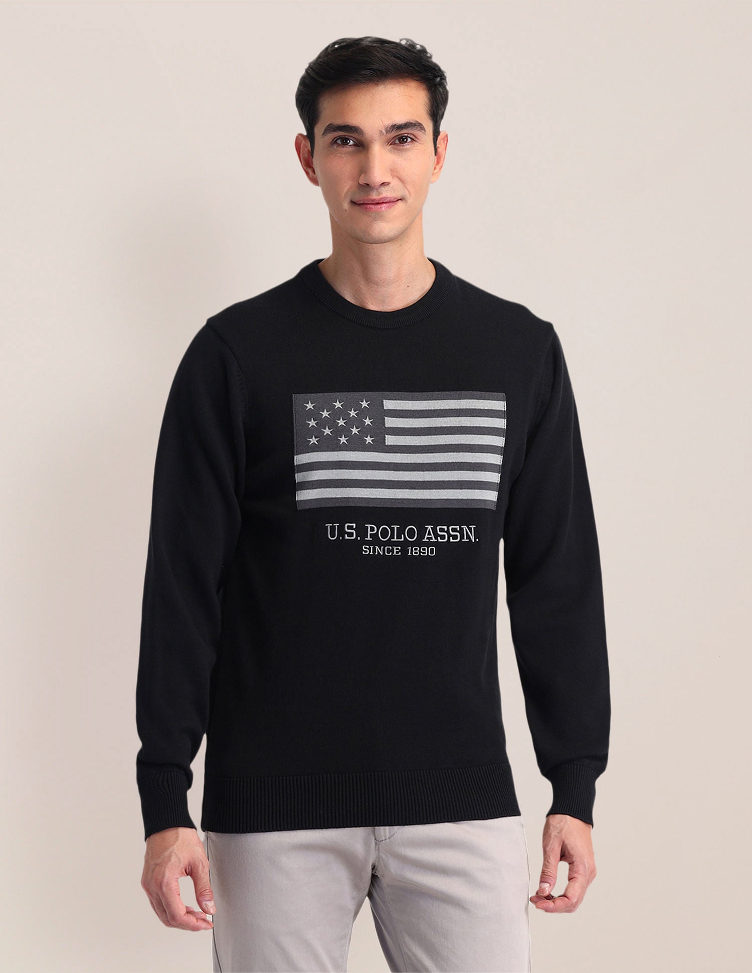 Regular Fit Logo Sweater Charcoal - U.S. Polo Assn. India | Large