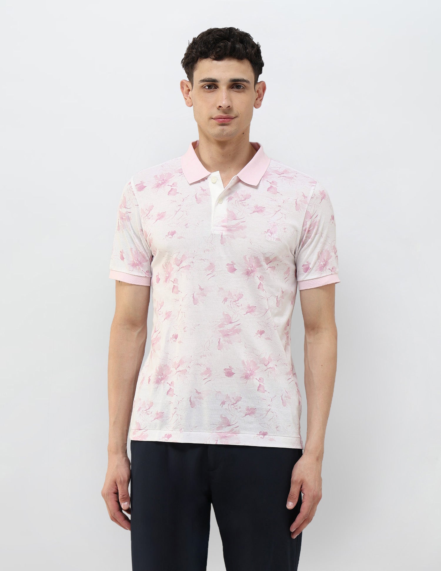 Floral Printed Slim Fit Polo Shirt Light Pink - U.S. POLO ASSN. | Large