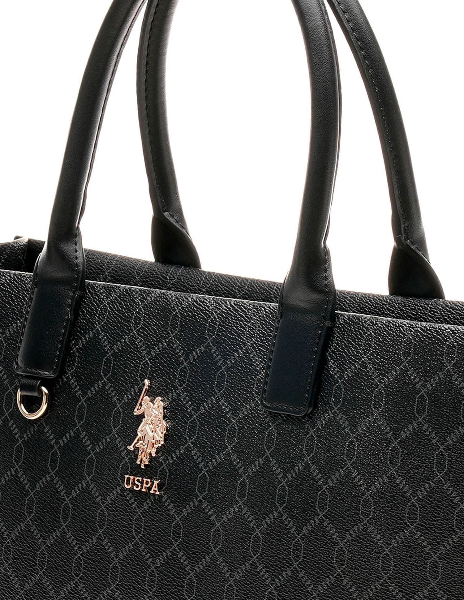 Madison Monogram Tote Bag Black - U.S. POLO ASSN. | Large