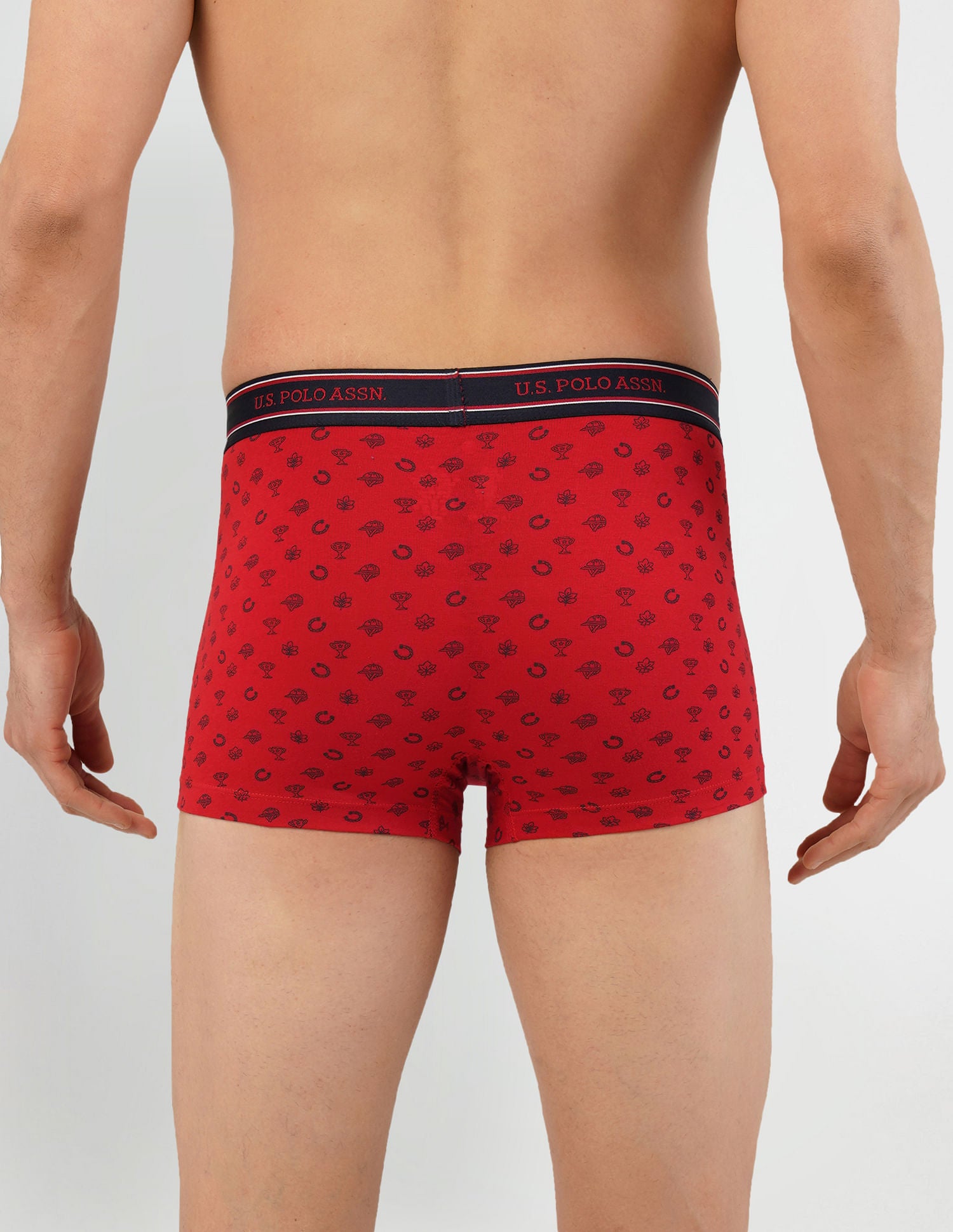 All Over Print Cotton Spandex I616 Trunks - Pack Of 2 Red and Black - U.S. POLO ASSN. | Large