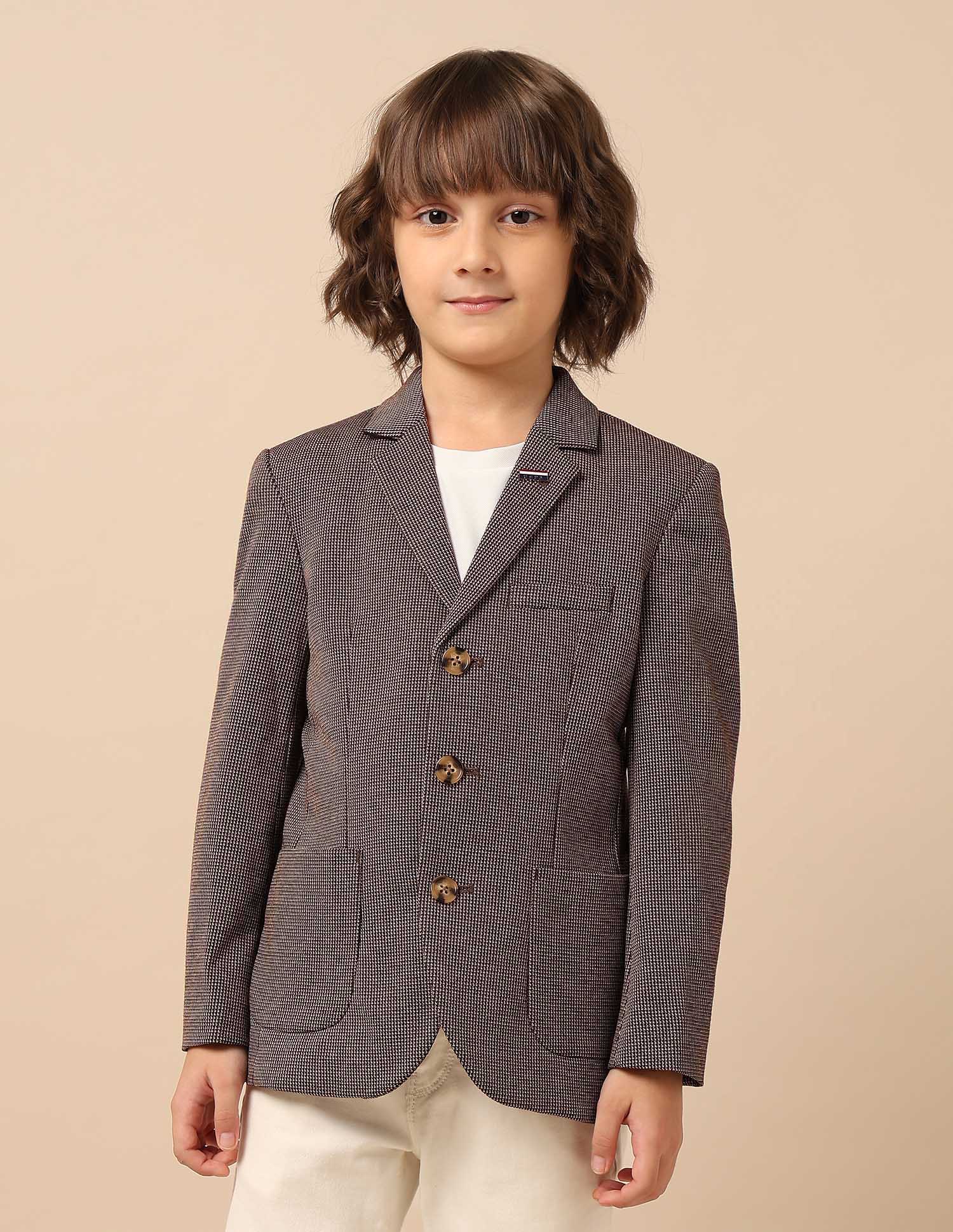 Boys Solid Regular Fit Blazer Brown - U.S. Polo Assn. India | Large