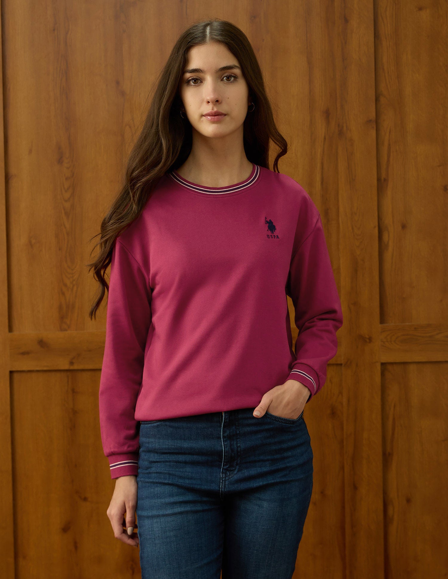 Solid Drop Shoulder Sweatshirt Pink - U.S. POLO ASSN. | Large