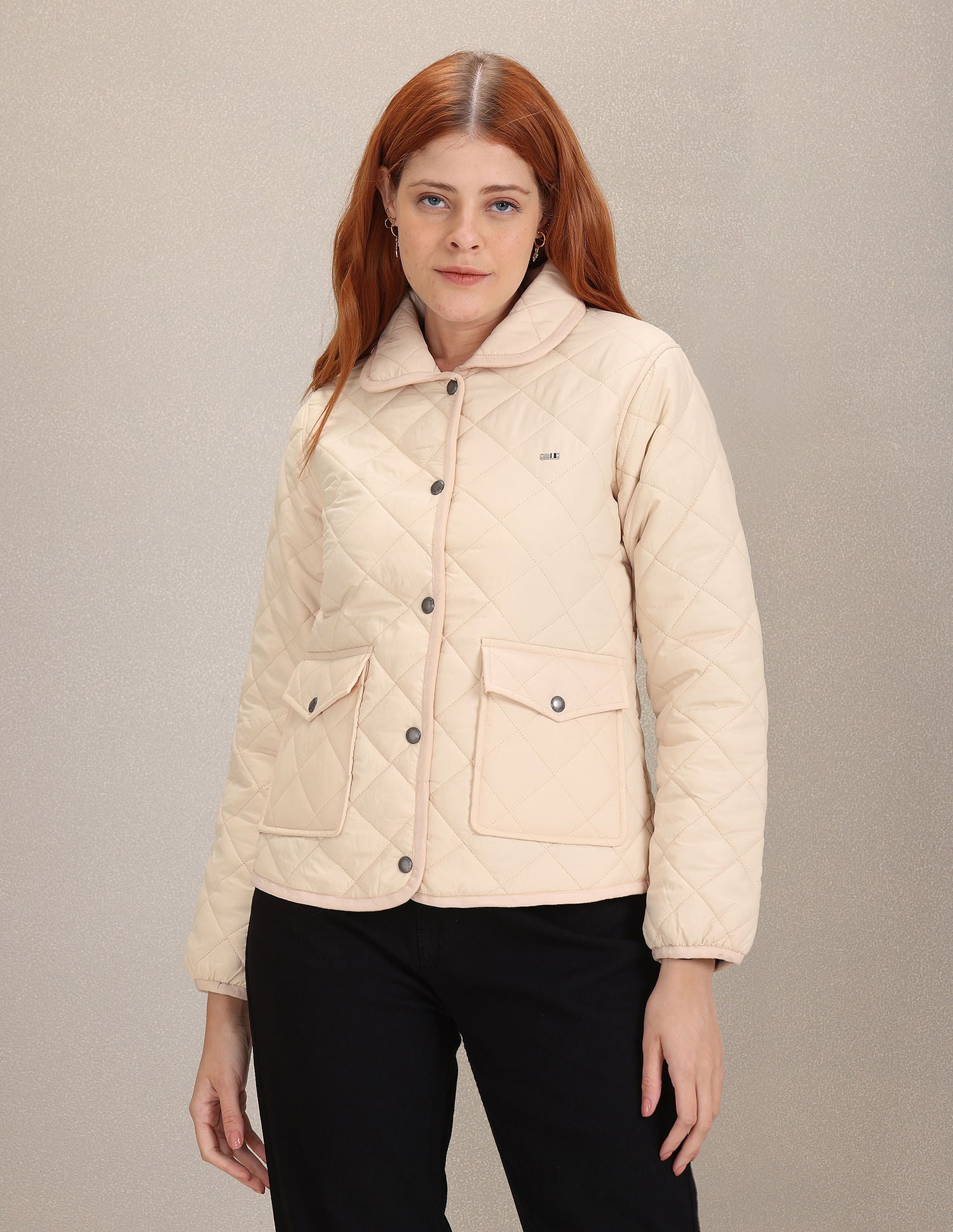 Long Sleeve Solid Quilted Jacket Off White - U.S. POLO ASSN. | Large
