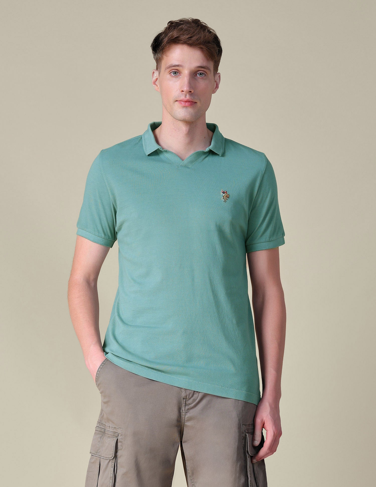 Solid Regular Fit Polo Shirt Light Green - U.S. Polo Assn. India | Large