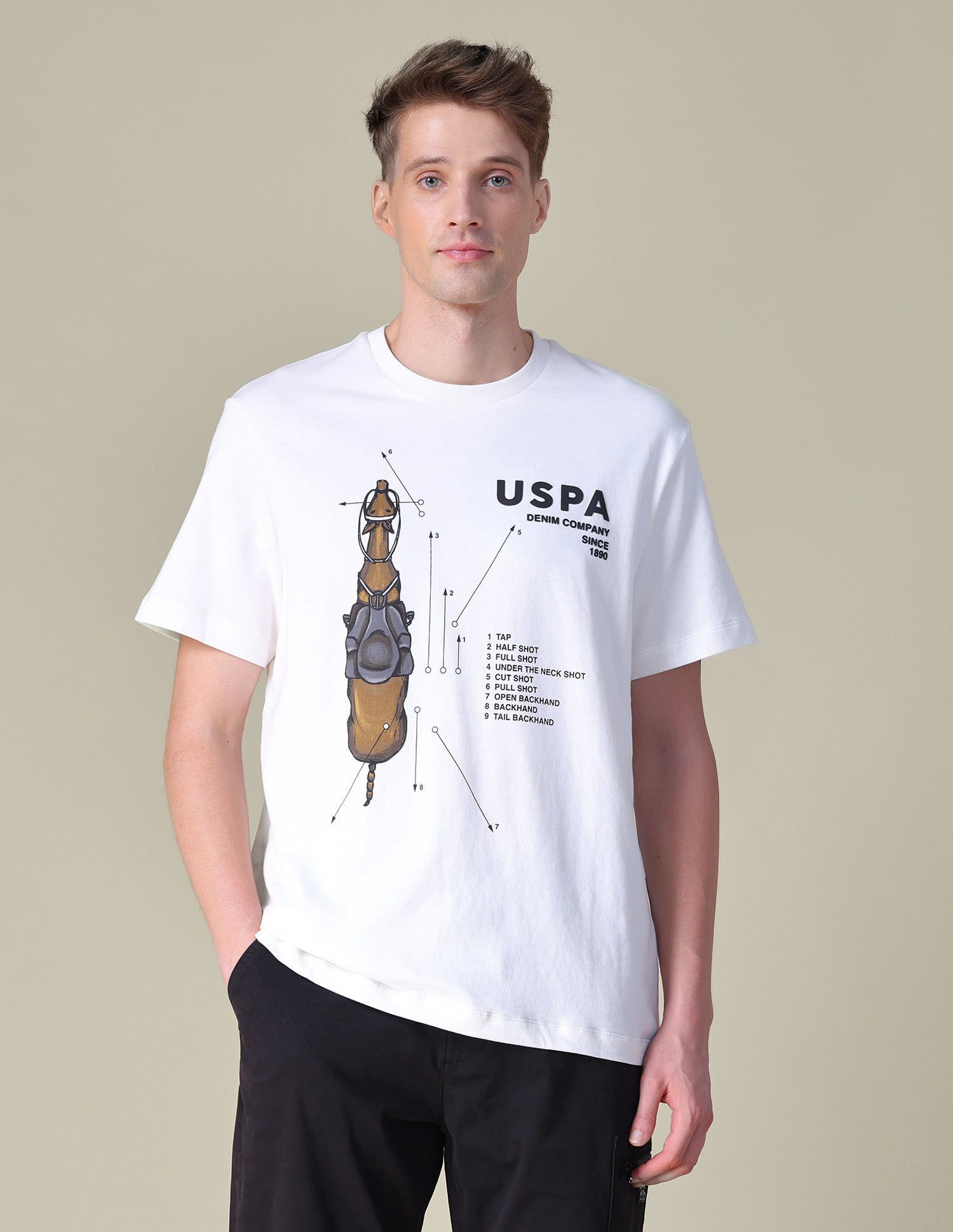 Graphic Brand Printed Relaxed Fit T-Shirt Ivory - U.S. POLO ASSN. | Large
