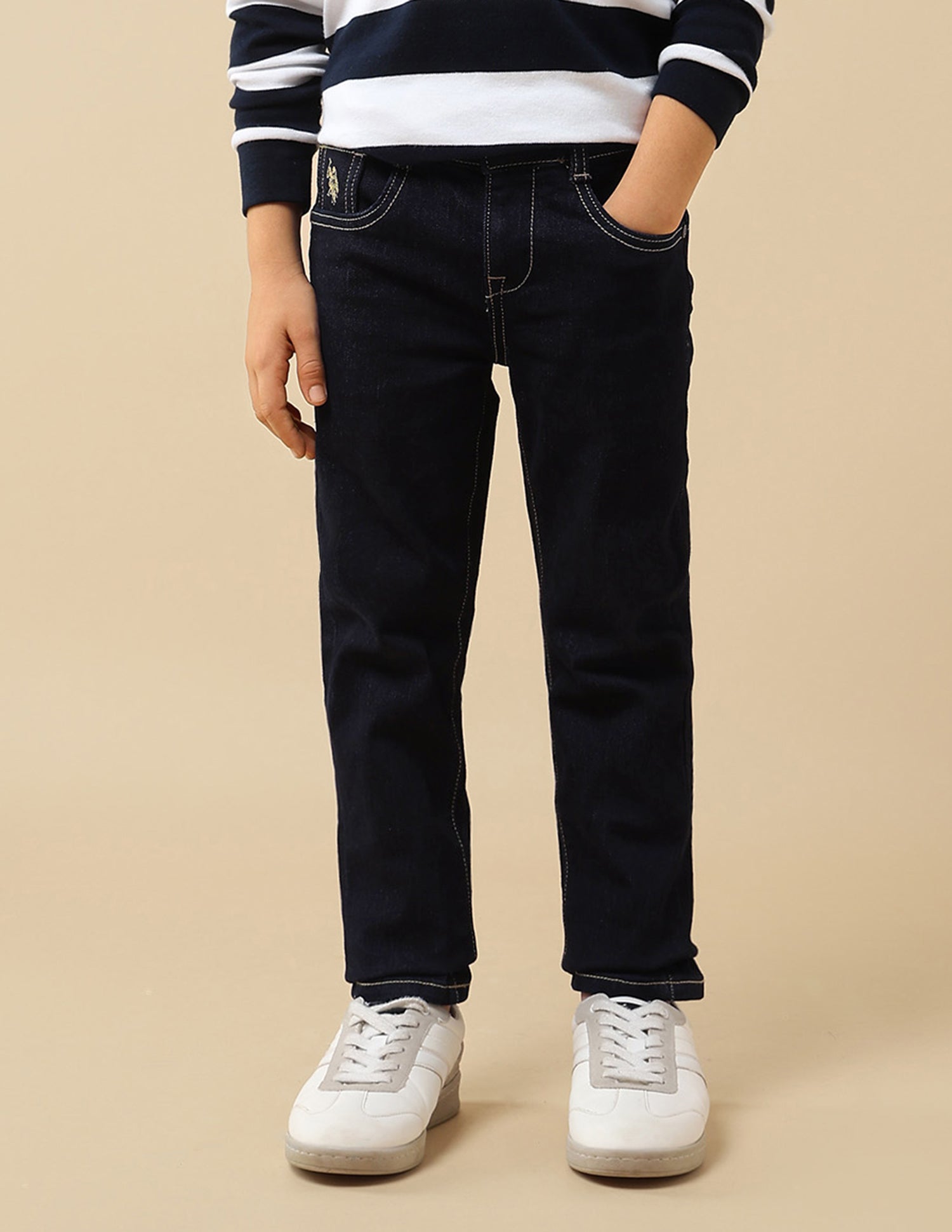 Boys Slim Fit Mid Rise Jeans Dark Blue - U.S. POLO ASSN. | Large