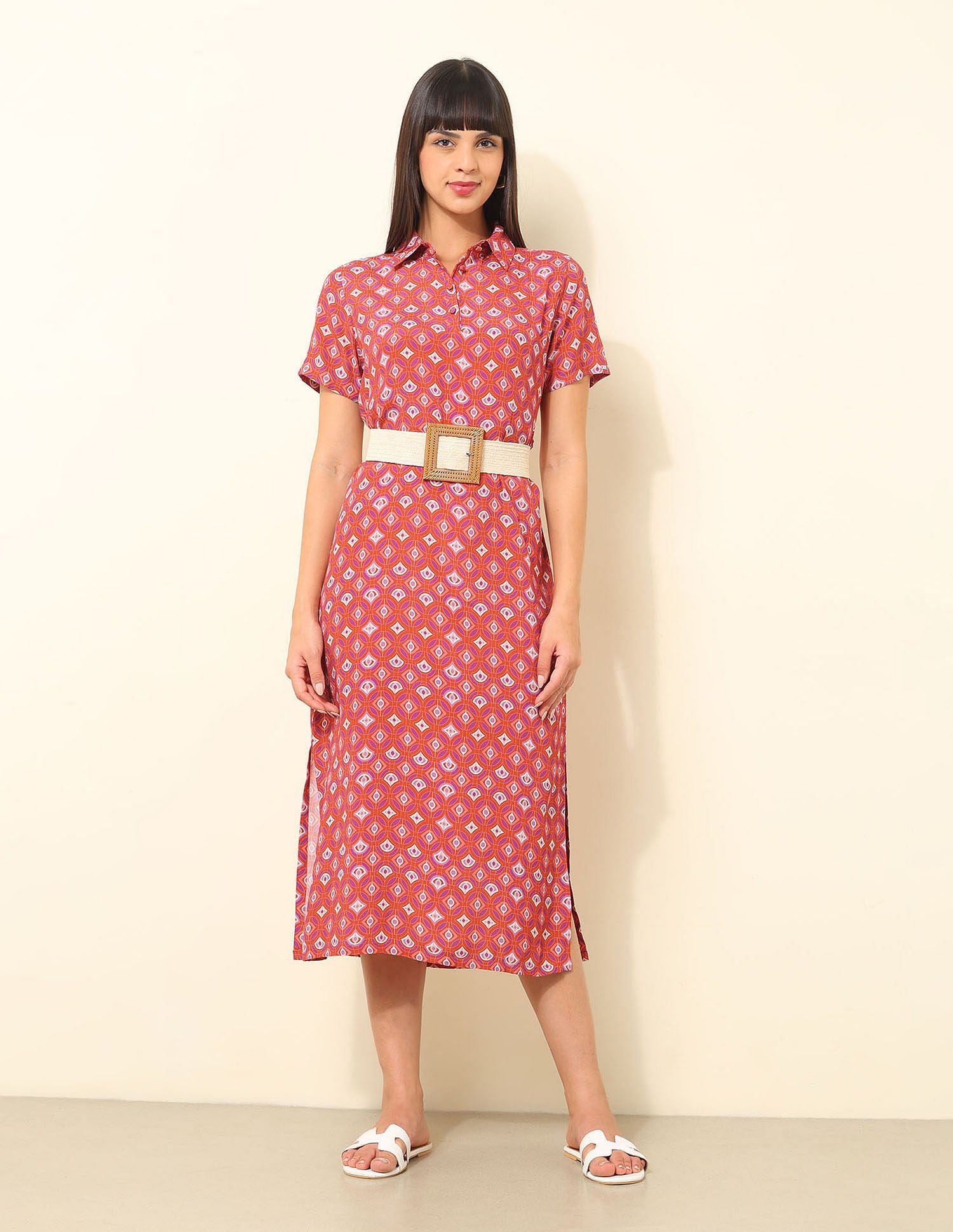 Geometric Printed Shirt Dress Multicolour - U.S. Polo Assn. India | Large