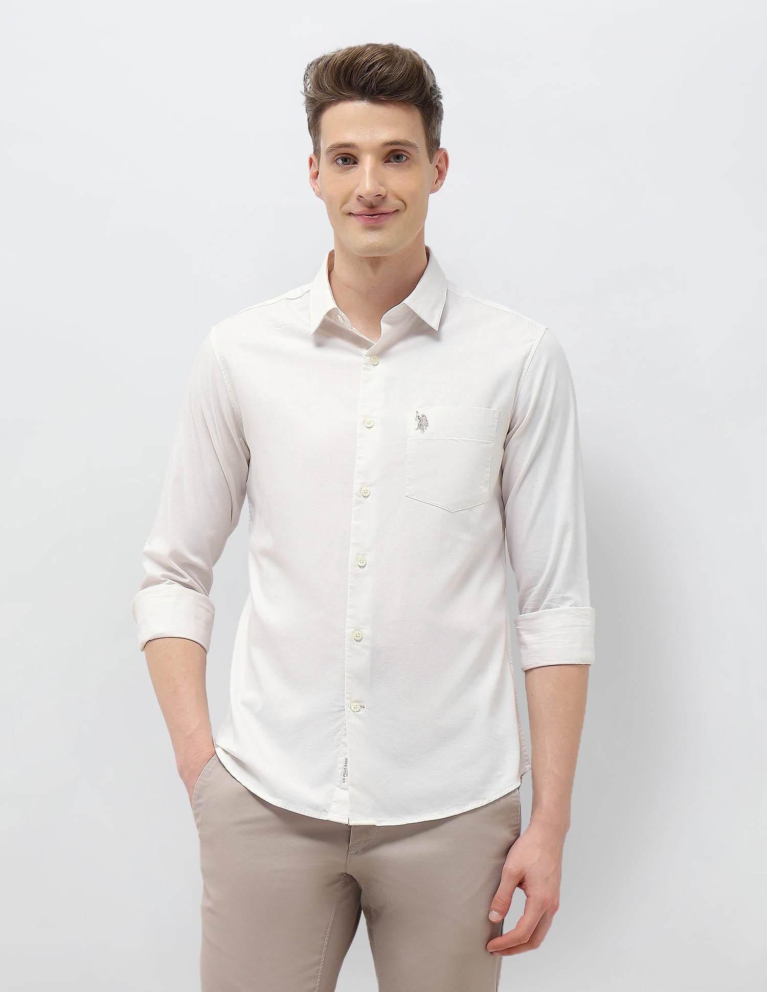 Casa De Campo Regular Fit Shirt Ivory - U.S. Polo Assn. India | Large