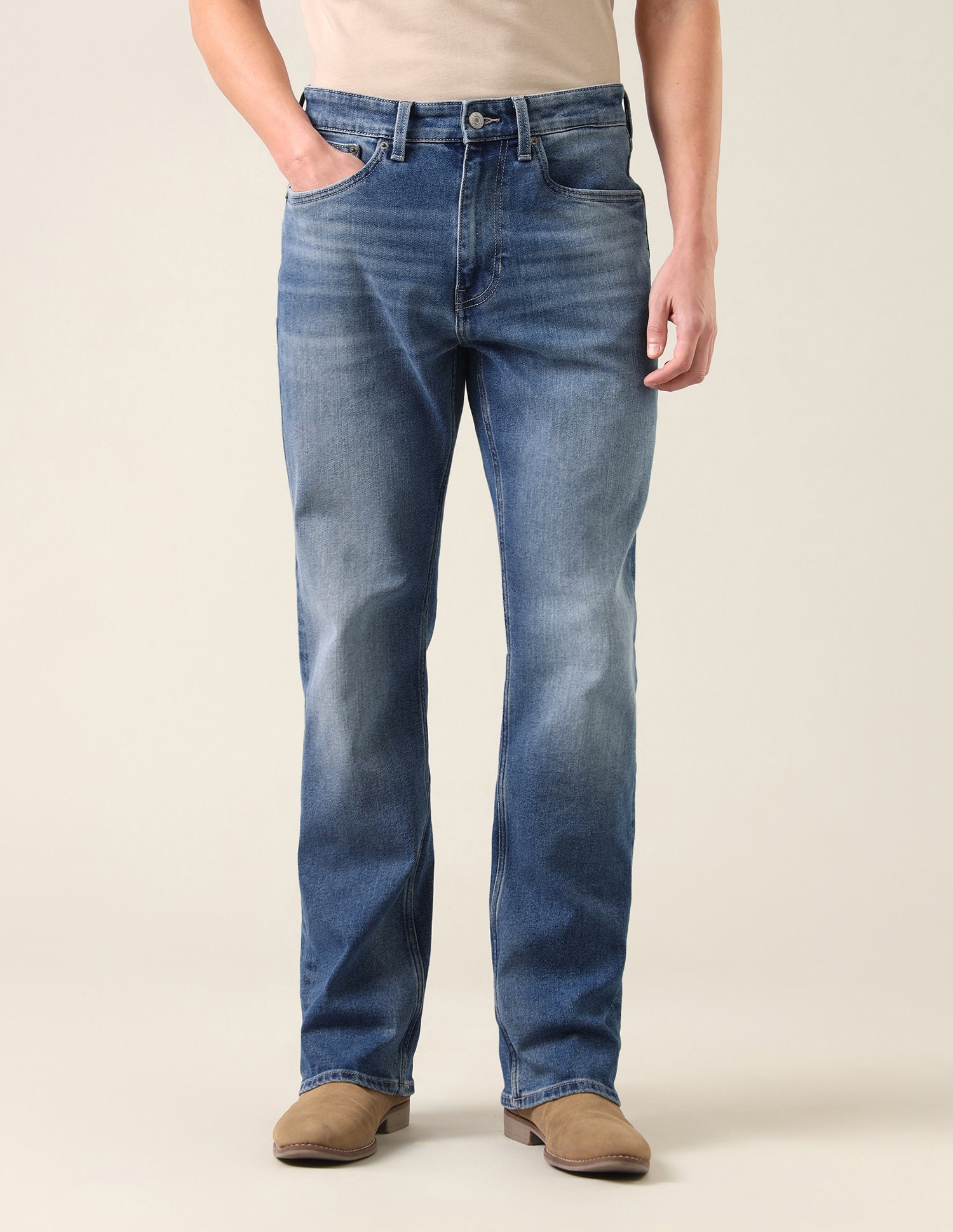 Connor Bootcut Fit Whiskered Jeans Mid Blue - U.S. Polo Assn. India | Large