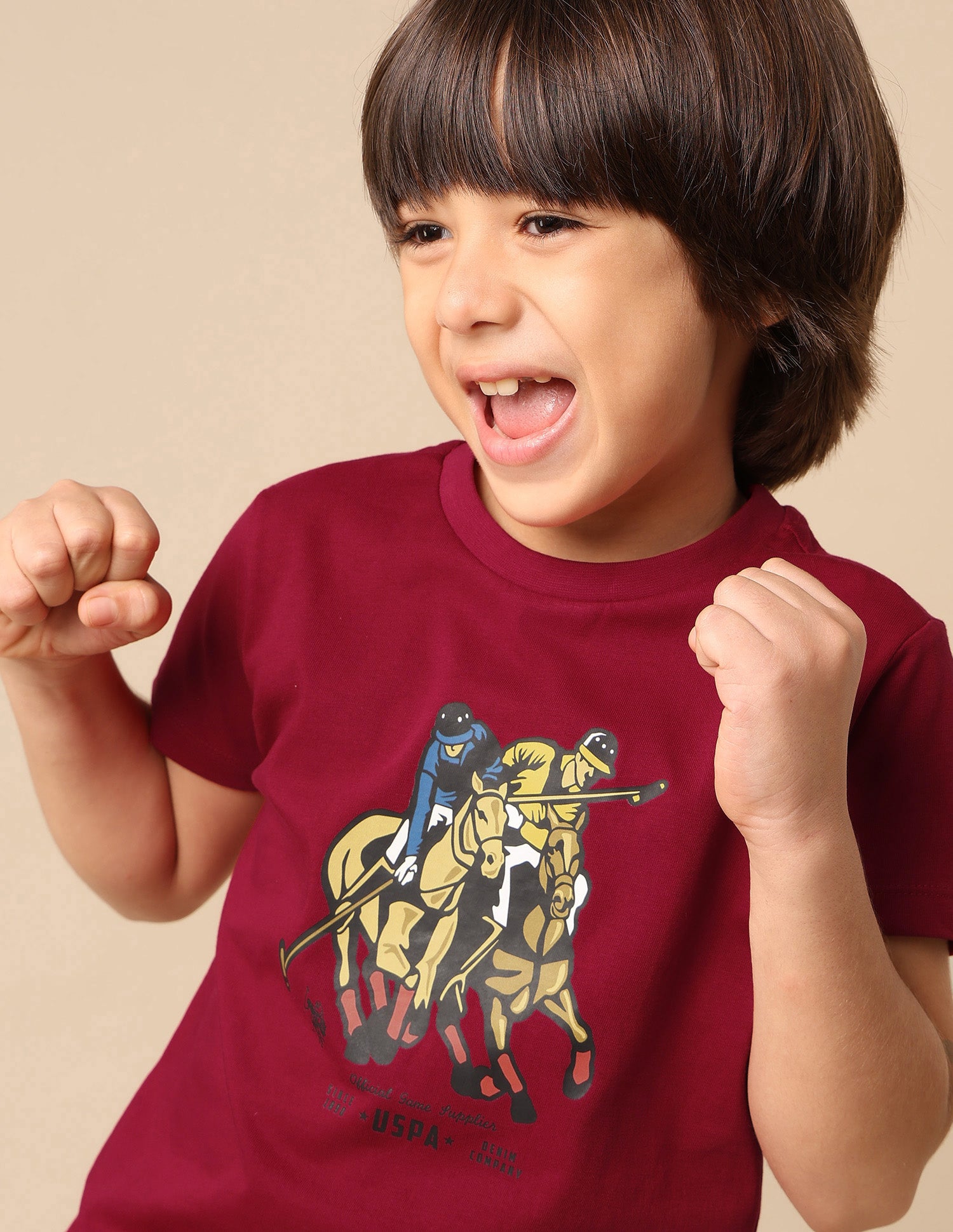 Boys Pure Cotton Graphic Brand Printed T Shirt Red - U.S. POLO ASSN. | Large