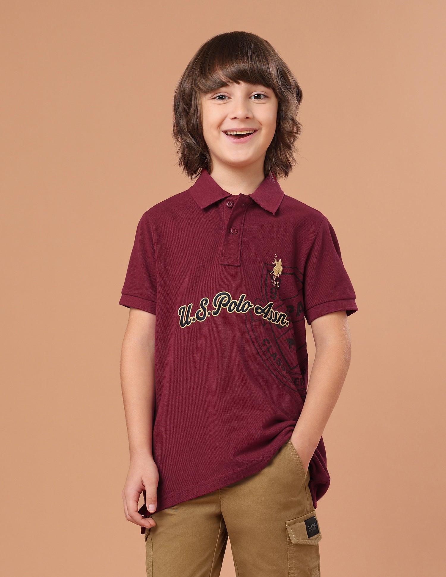 Graphic Brand Embroidered Regular Fit Polo Shirt Maroon - U.S. Polo Assn. India | Large