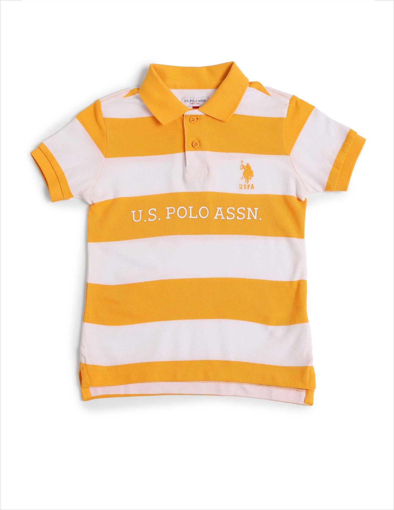 Boys Horizontal Striped Regular Fit Polo Shirt Orange - U.S. POLO ASSN. | Large