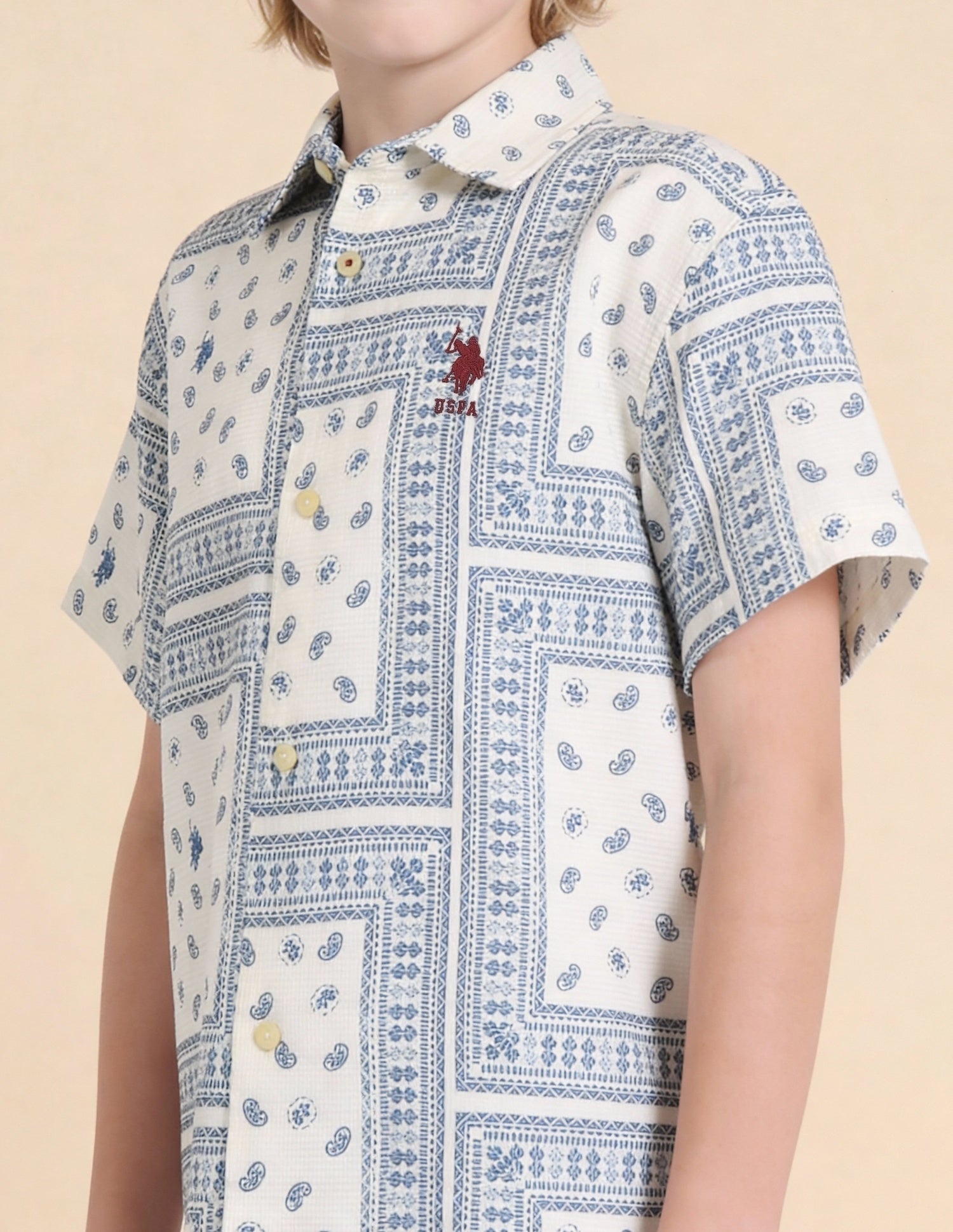 Paisley Printed Dobby Shirt Blue - U.S. Polo Assn. India | Large