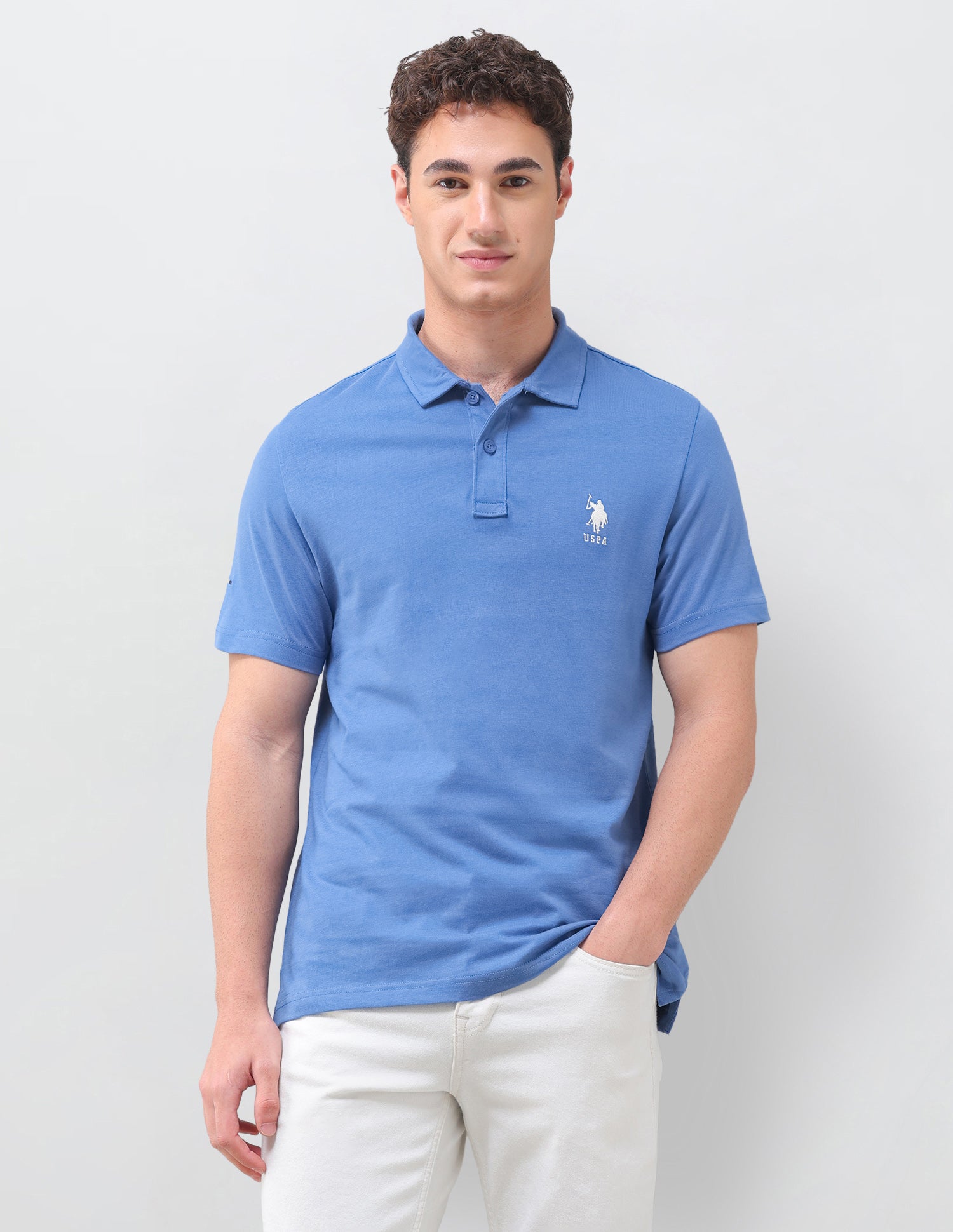 Solid Slim Fit Polo Shirt Dark Blue - U.S. Polo Assn. India | Large