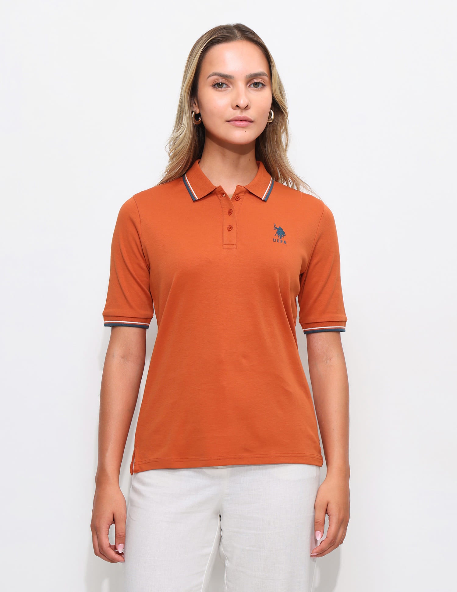 Solid Regular Fit Polo Shirt Rust - U.S. Polo Assn. India | Large