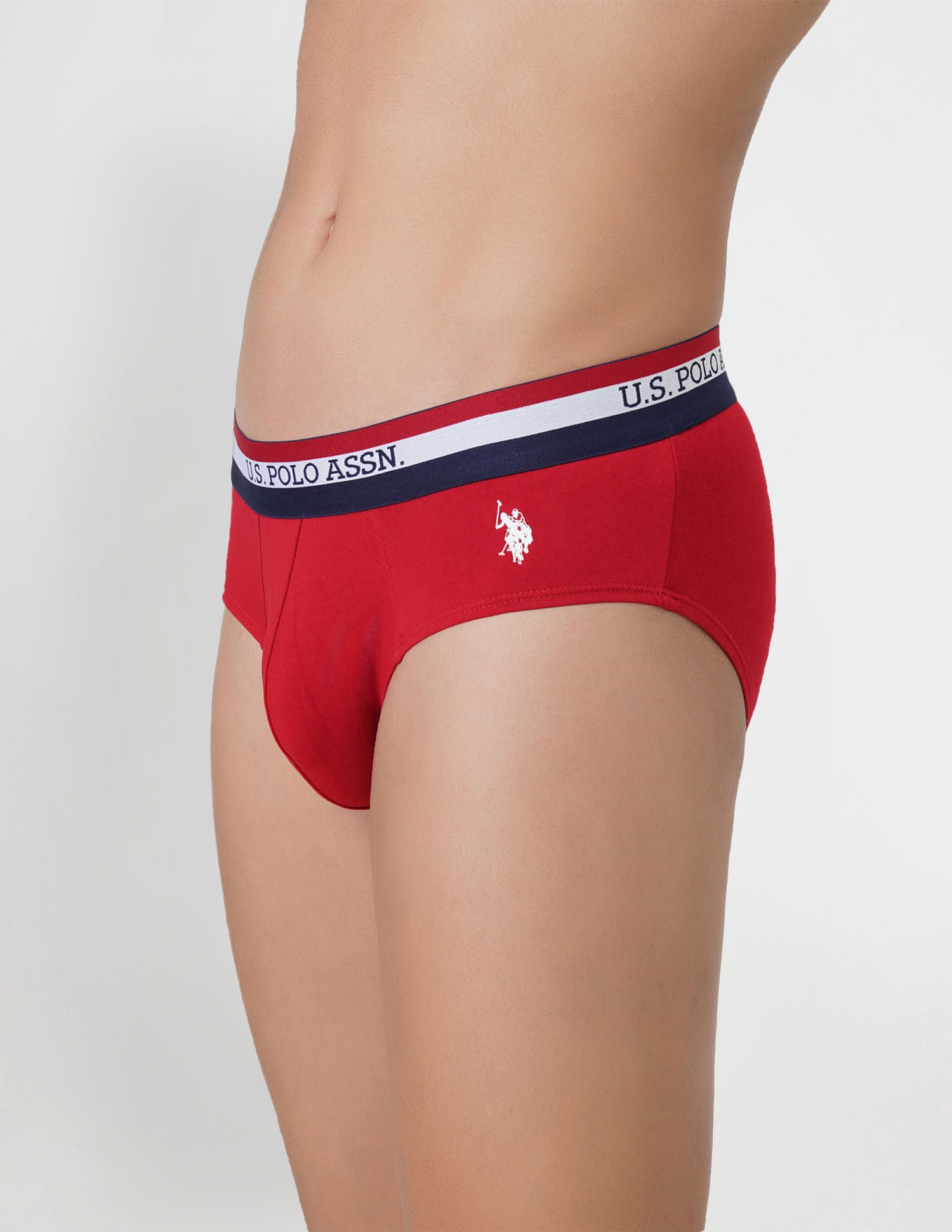 Striped Waistband EB002 Briefs - Pack Of 2 White and Red - U.S. POLO ASSN. | Large