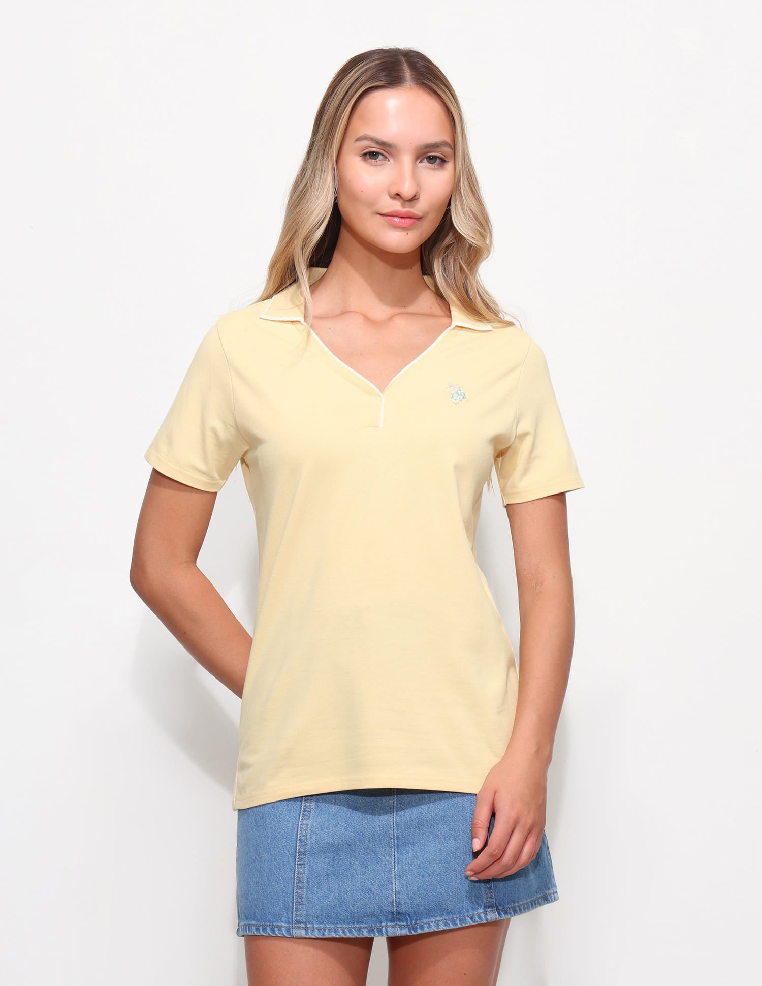 Half Collar Solid Polo Shirt Yellow - U.S. Polo Assn. India | Large